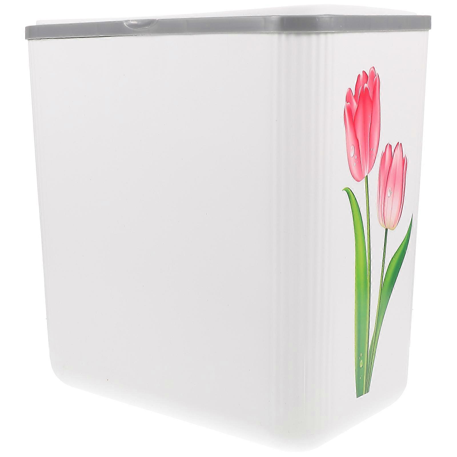 Kitchen Trash Bin White Plastic for Storage with Lid Included