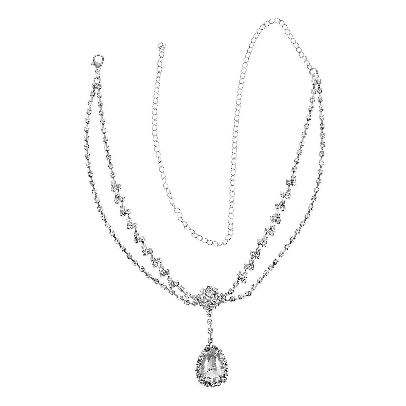 Female Frontlet Head Chain for Decoration 2Pcs Elegant Pendant Headdress Silver