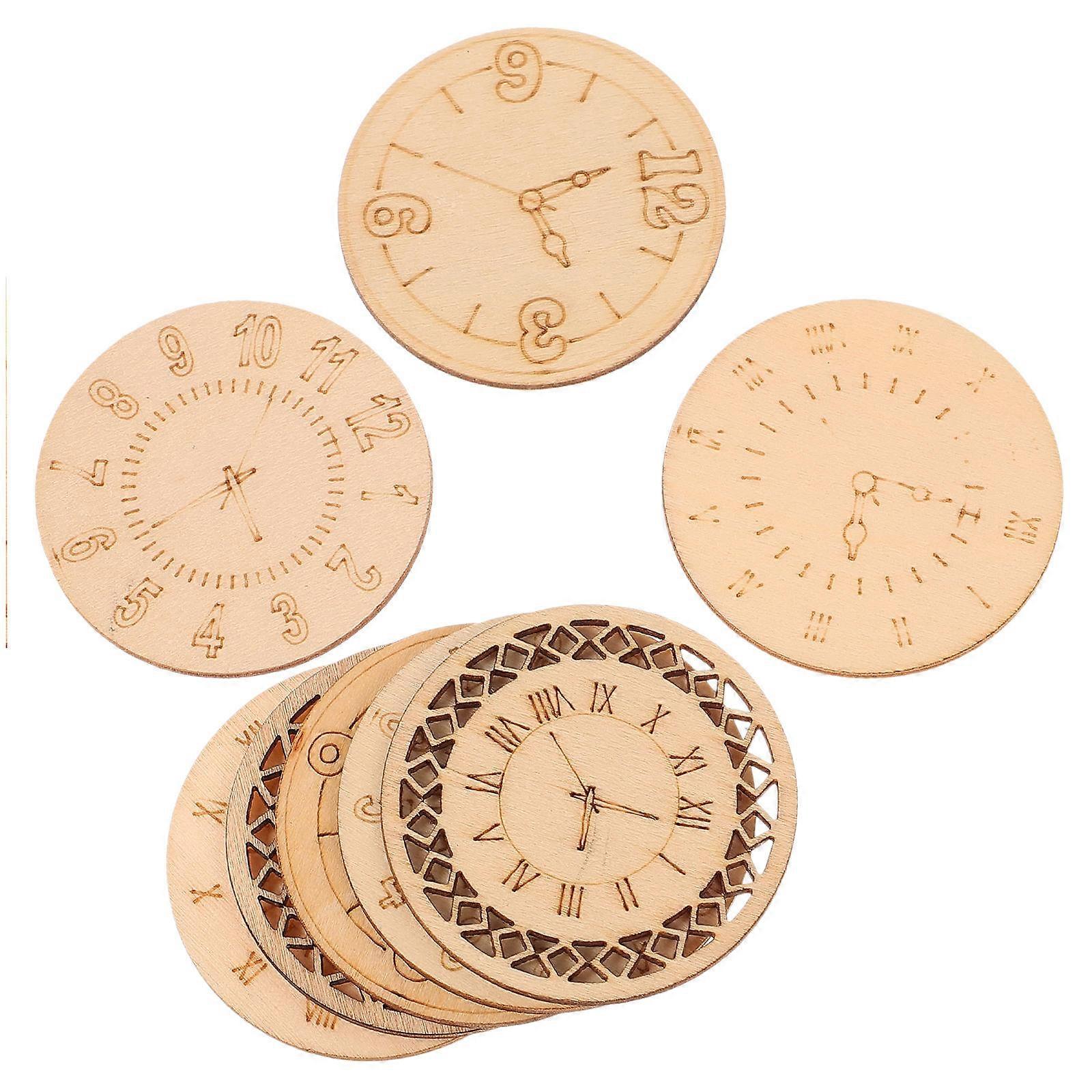 מדבקות קיר מעץ עם דוגמת שעון לקישוט קיר לחדר עבודה 8 יחידות