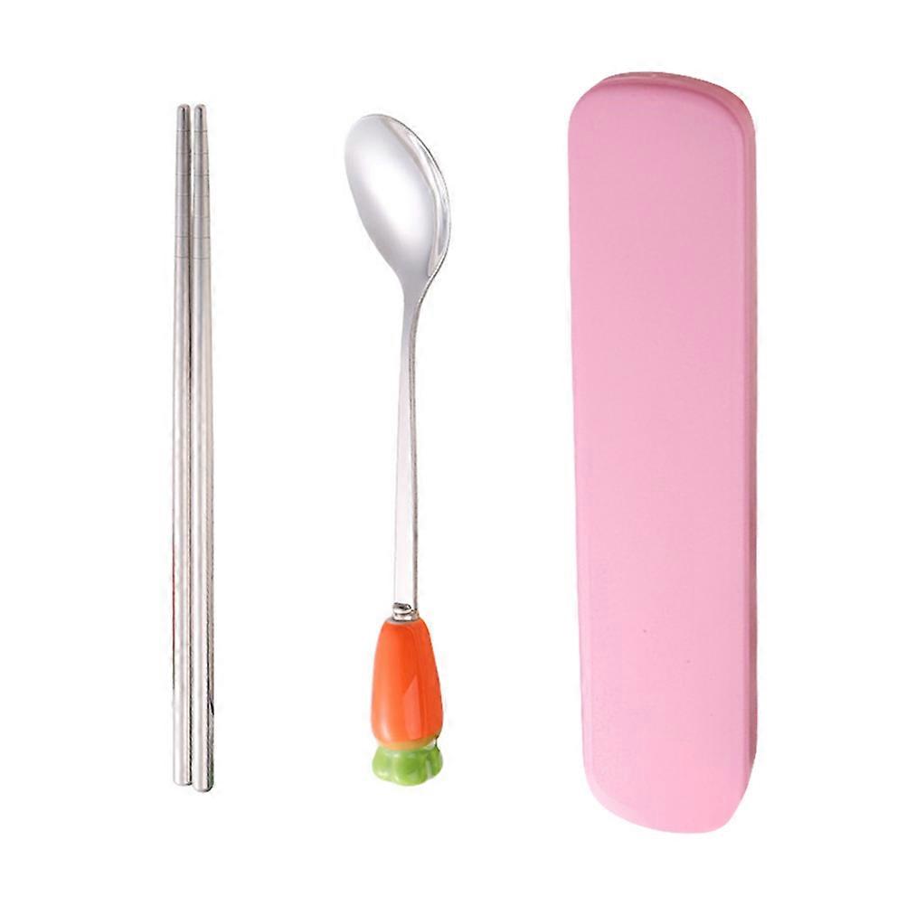 Camping Cutlery Set Portable Chopsticks Spoon Set for 3Sets Cartoon Style