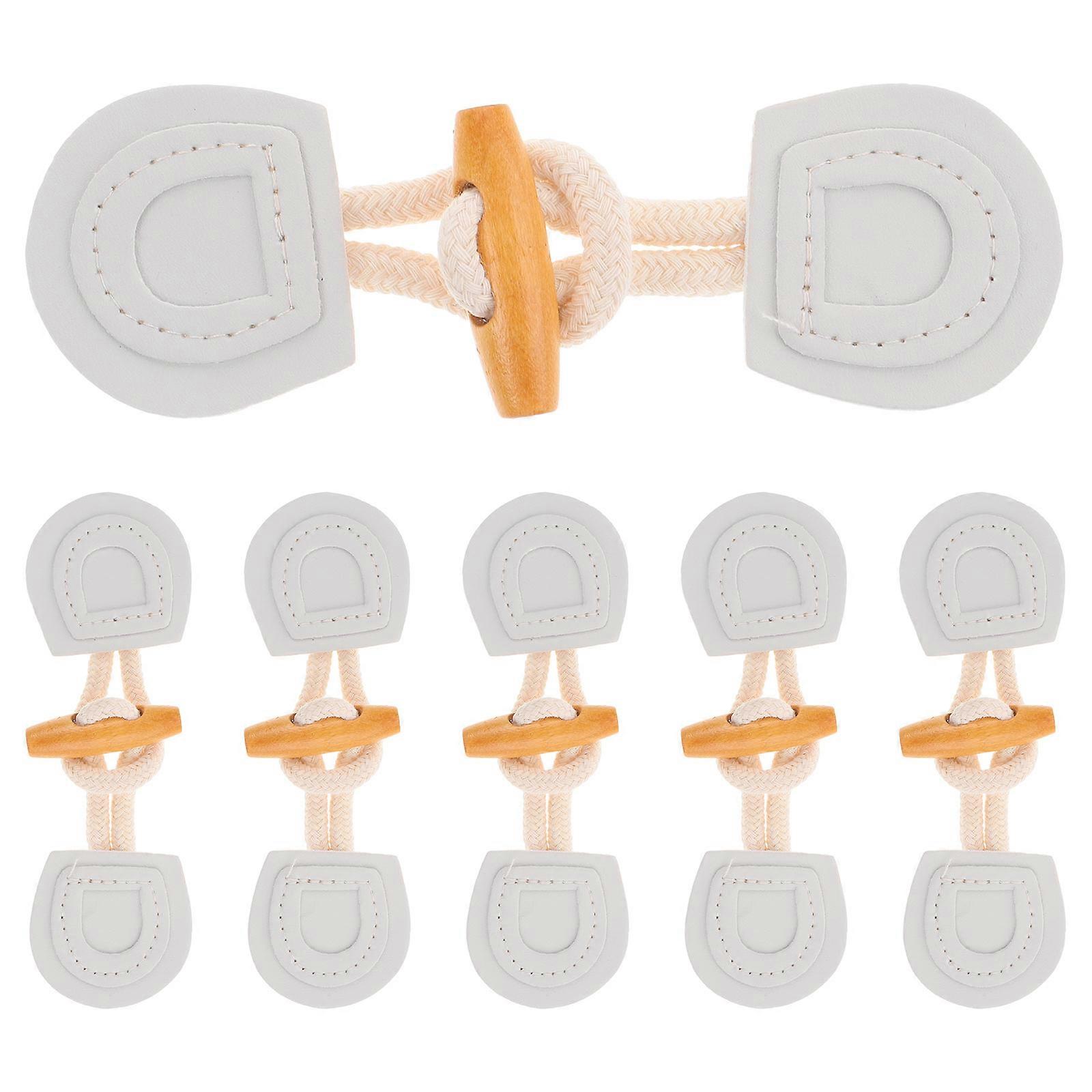 Clothing Toggle Button Coat Fastener for Decoration 24Pairs Light Grey Set