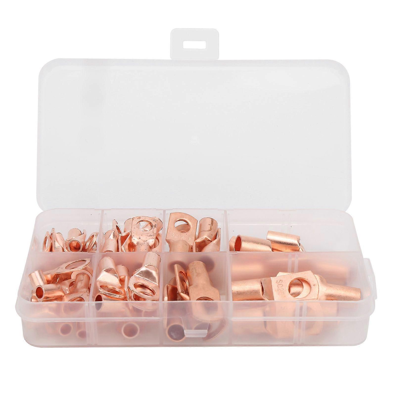 60Pcs Copper Ring Lug Terminals Electrical Wire Cable Crimp Connector SC6-SC25 Set