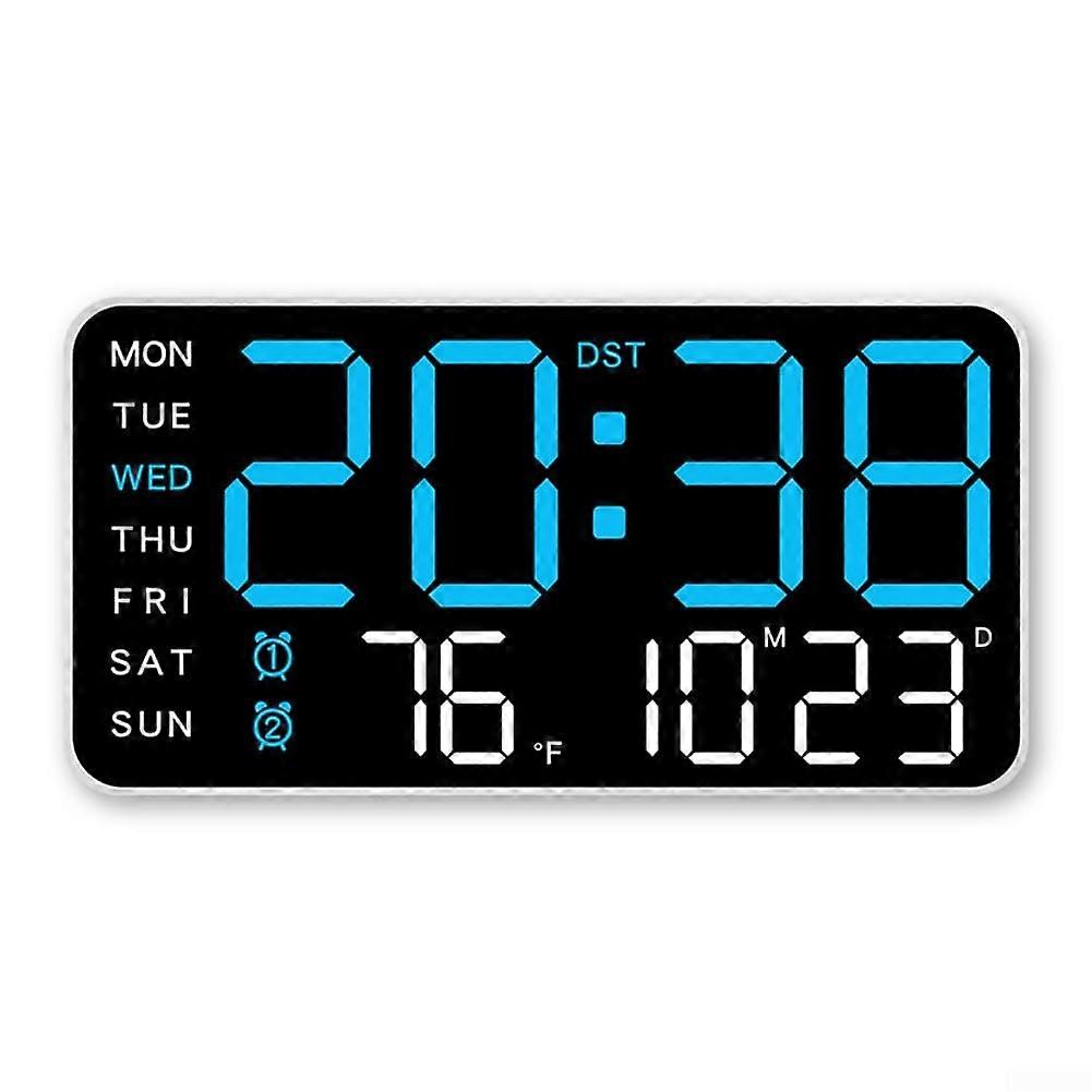 Electronic Digital Wall Clock Model D With Date Temperature Weekday Display Voice Activated Alarm 5Level Brightness USB