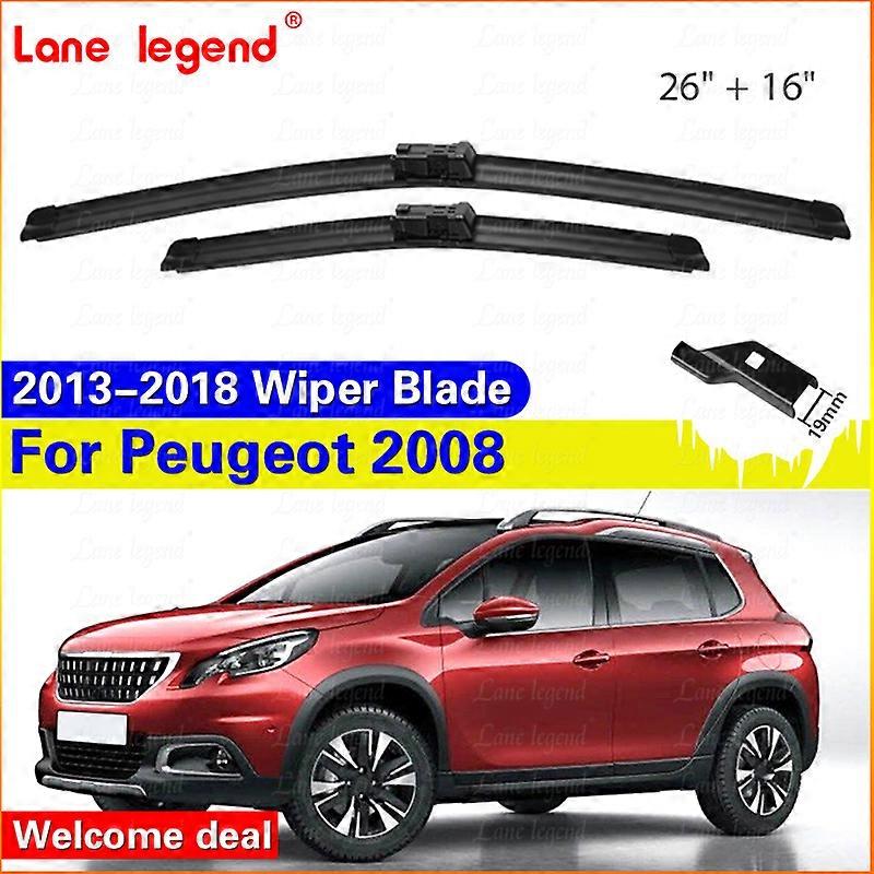 Applies to 2Pcs Front Wiper Blades For Peugeot 2008 2013 - 2018 Windshield Windscreen Window Brushes 26"+16" Car Accessories