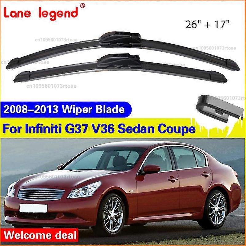 Applies to Car Front Wiper Blades For Infiniti G Series G37 V36 Sedan Coupe 2008-2013 Soft Rubber Windscreen Wipers Auto Windshield 26"+17"