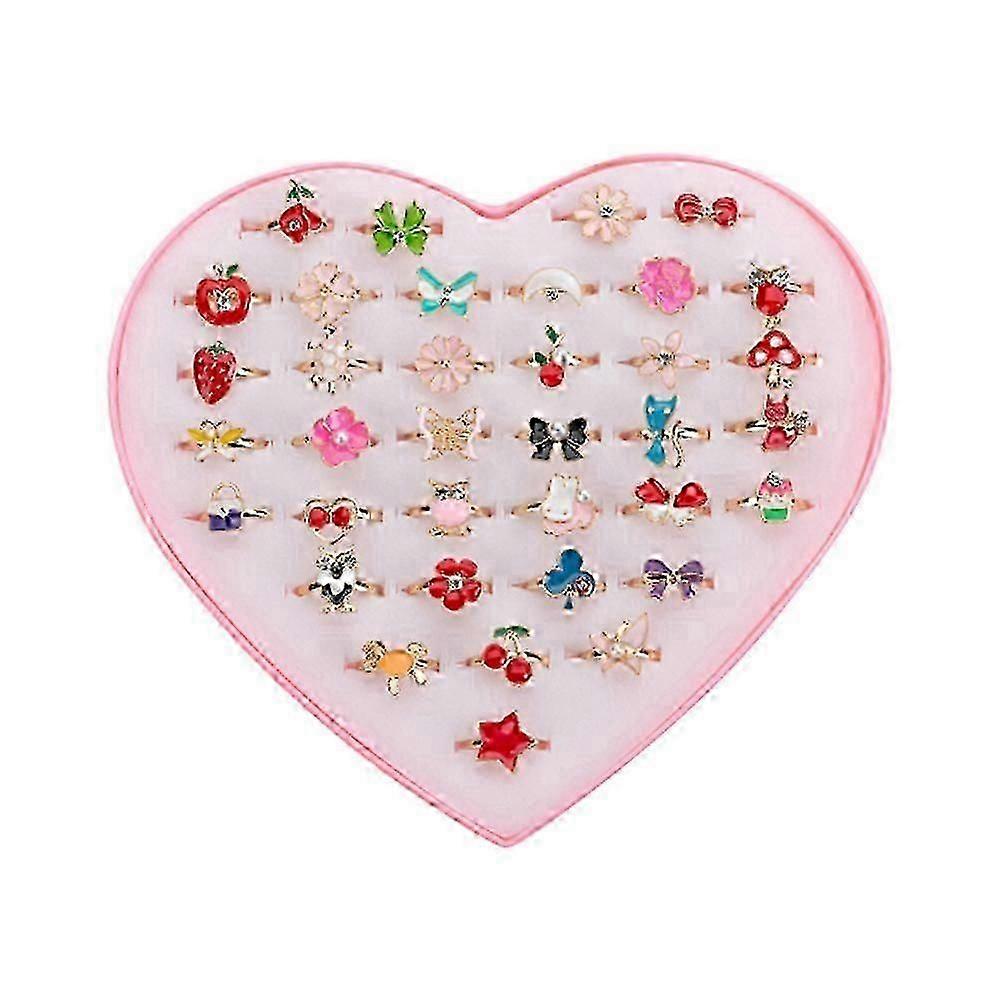 36 قطعة ألعاب أطفال بنات خواتم إصبع لوازم الحفلات مجوهرات لعب خاتم الإصبع خاتم الكرتون