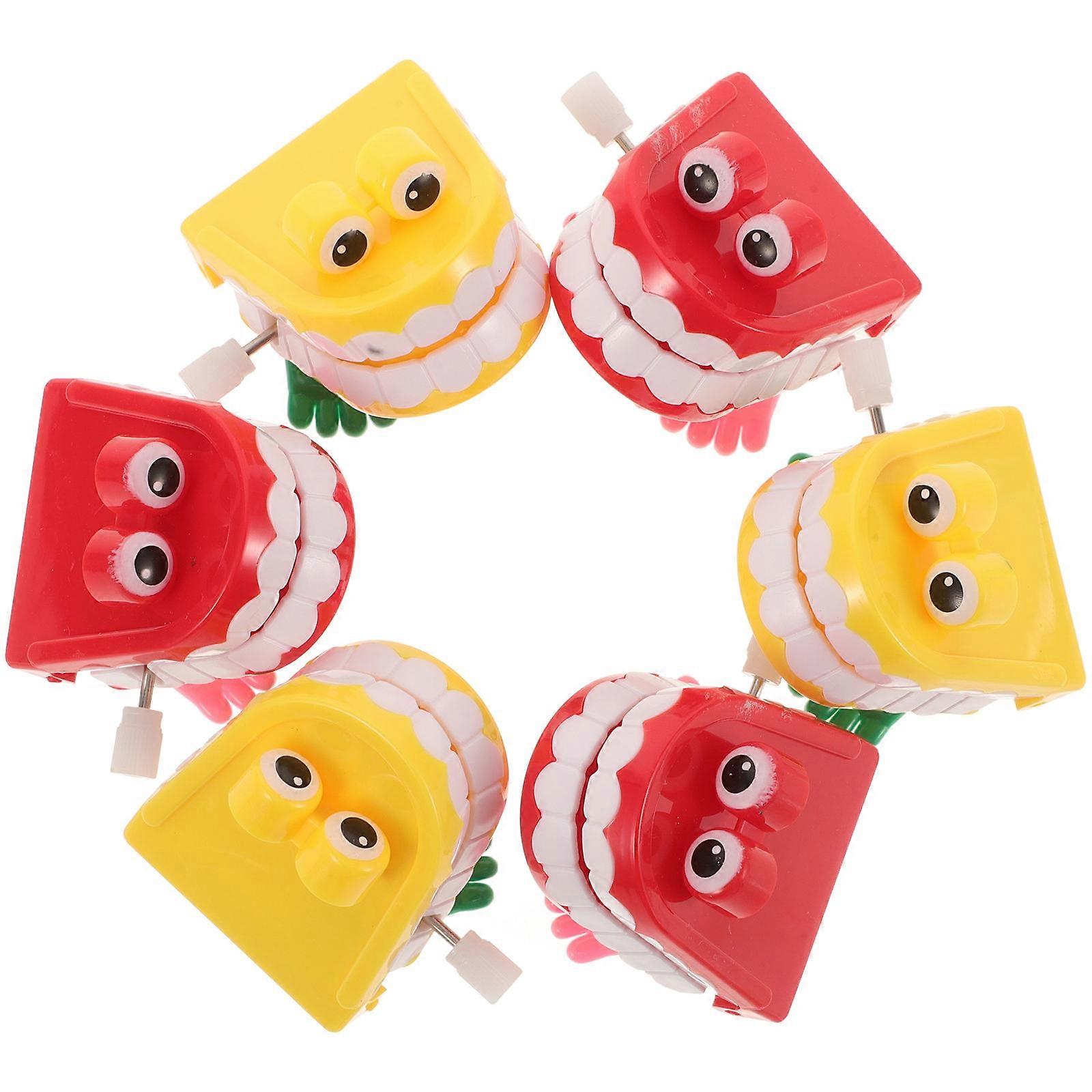 Wind-Up Chattering Teeth Toys 6Pcs Plastic Assorted Color Jumping Teeth Models for Kids