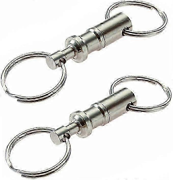 2PCS Silver Dual Key Ring Detachable Pull Apart Key Rings Keychains with 2 Heavy Duty Split Rings Lock Holder Key Accessory