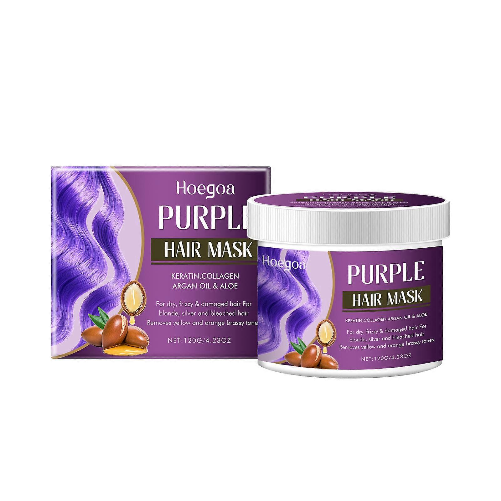 Hoegoa Brightening Care Hair Mask Nourishes Hair, Cares For Hair Color, And Improves Hair Texture. Purple Brightening Hair Mask