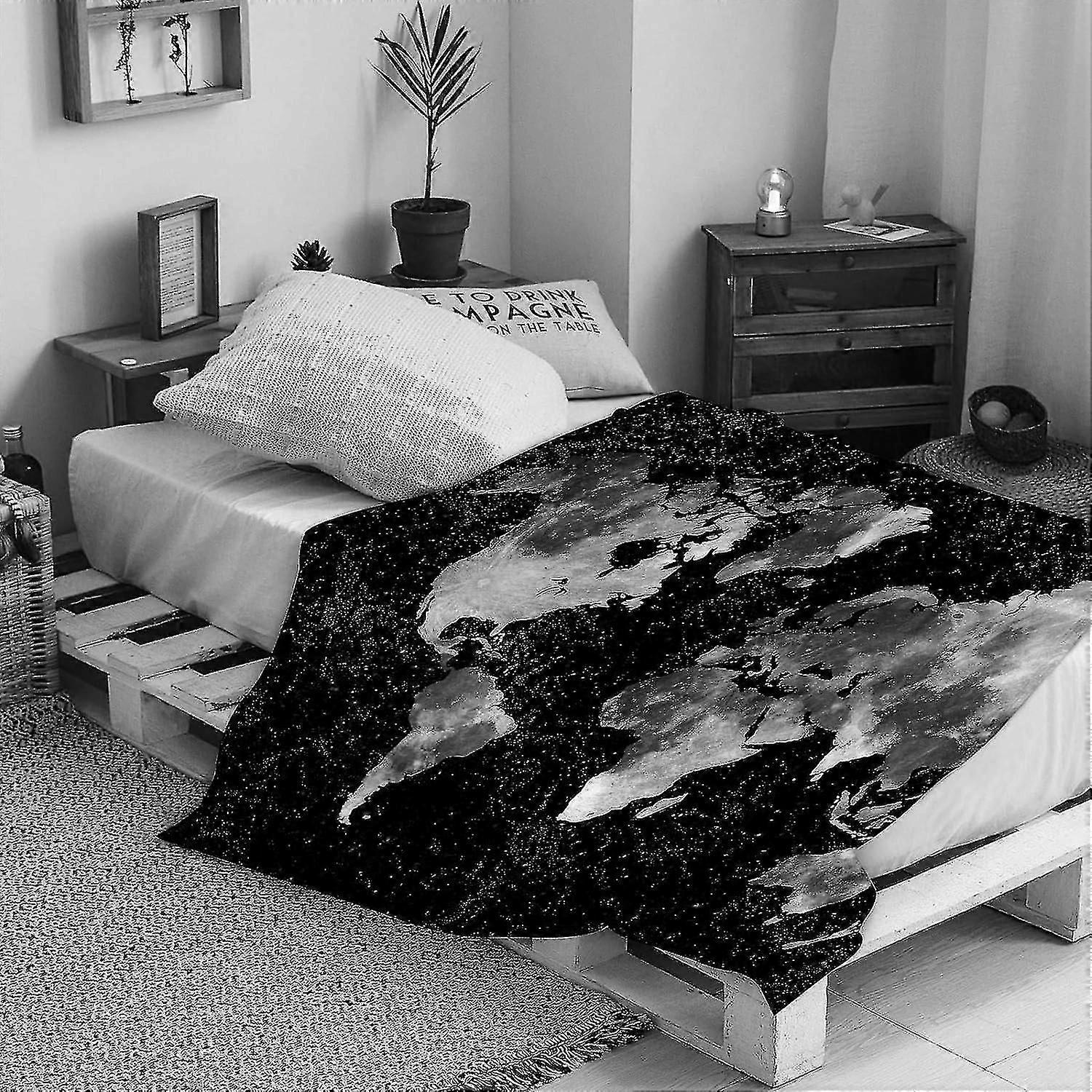 Blanket Warm Soft Starry World Map Black And White Map Throw Blanket,winter Warm Sofa Bed Throw Bed Picnic Blanket Throw Over Soft Plush Garden Cosy C