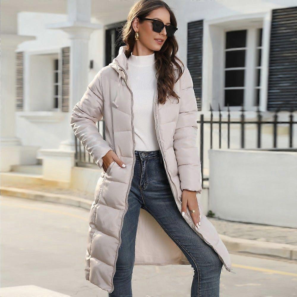 Slim Fit Hooded Women's Long Padded Coat Extended   Warm Down Jacket Outerwear