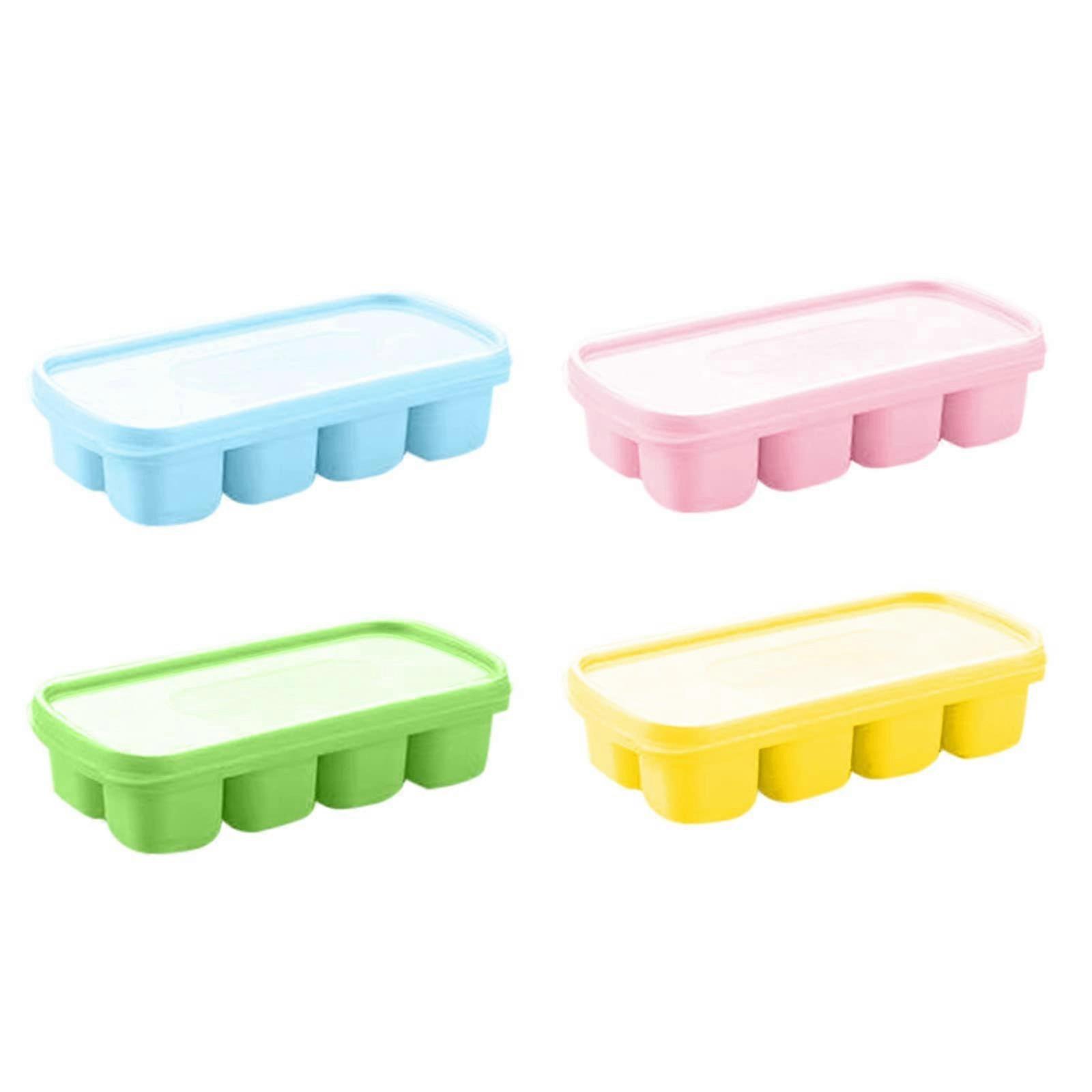 Silicone Ice Cube Trays 4 Pack Easy Release With Lid Mint Green One Size Stackable For Cocktail Ice In Freezer