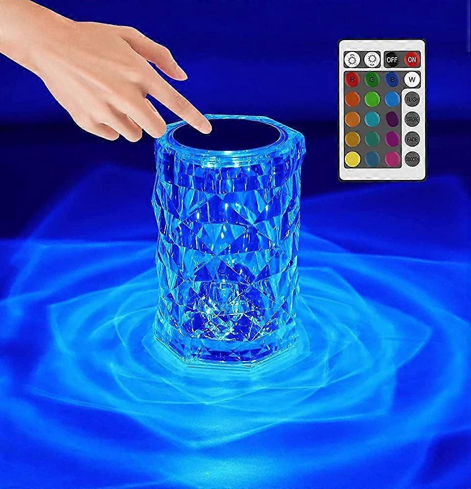 LINLIN Crystal Lamp, 16 Color Changing Diamond Table Light, Touch Control with Type-C USB Charging, Dimmable LED Night Light for Bedroom, Living
