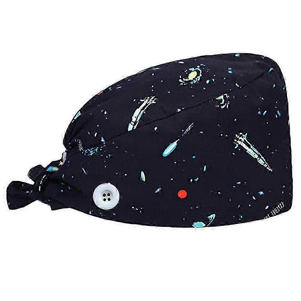 Unisex Dog Feather Adjustable Anti Sweat Dustproof Button Scrub Cap Bouffant Hat