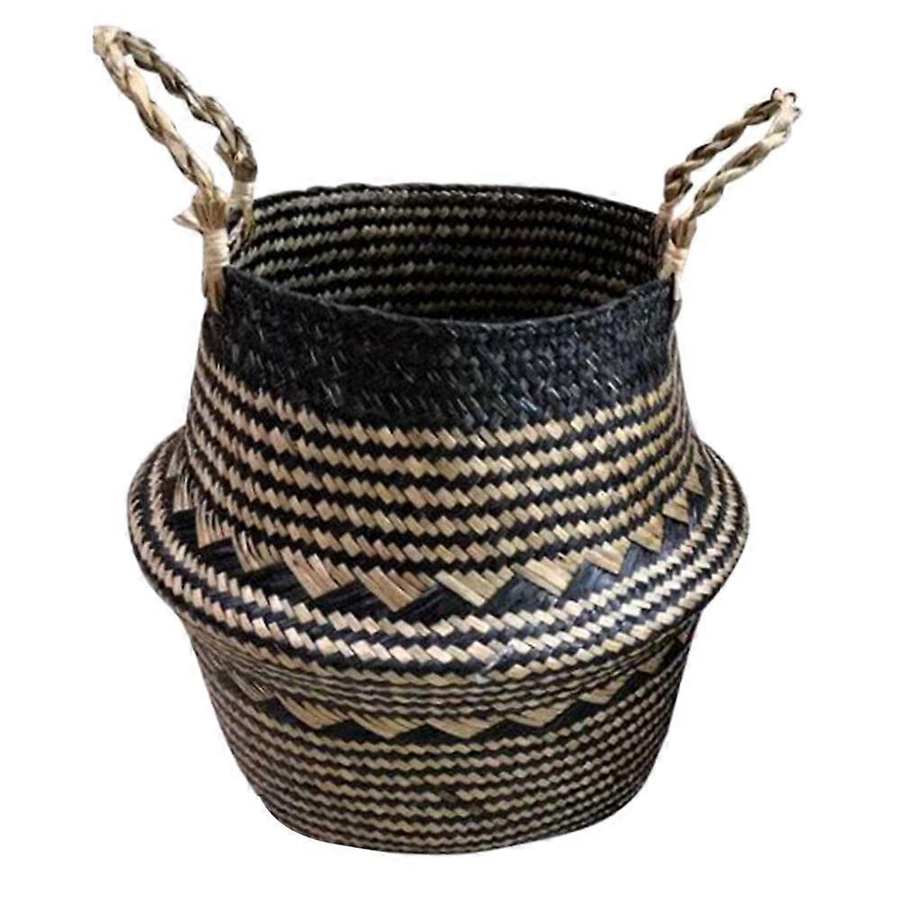 Flower Basket Straw Collapsible Storage Basket Folding Planter 4