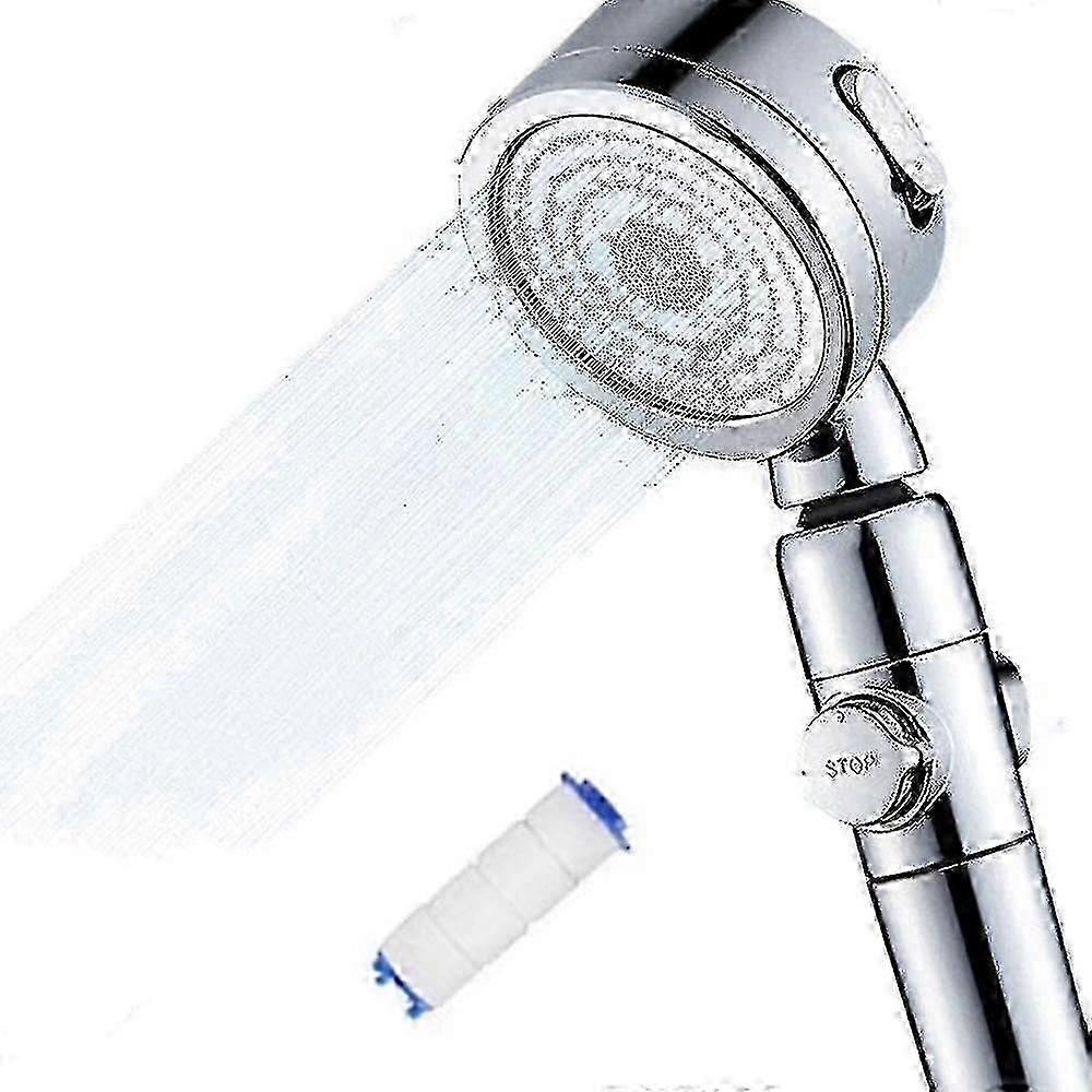 High Pressure Shower Head, Handheld Showerhead With On/off Full Shutoff Push Button And Switch To Control Flow, Angle-adjustable WSilver SZRH