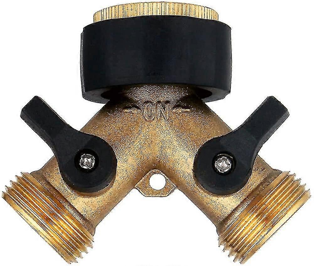 Ct 2-way Y distribuidor com galos desligados para duas mangueiras de entrada. Latão de 3/4 polegadas