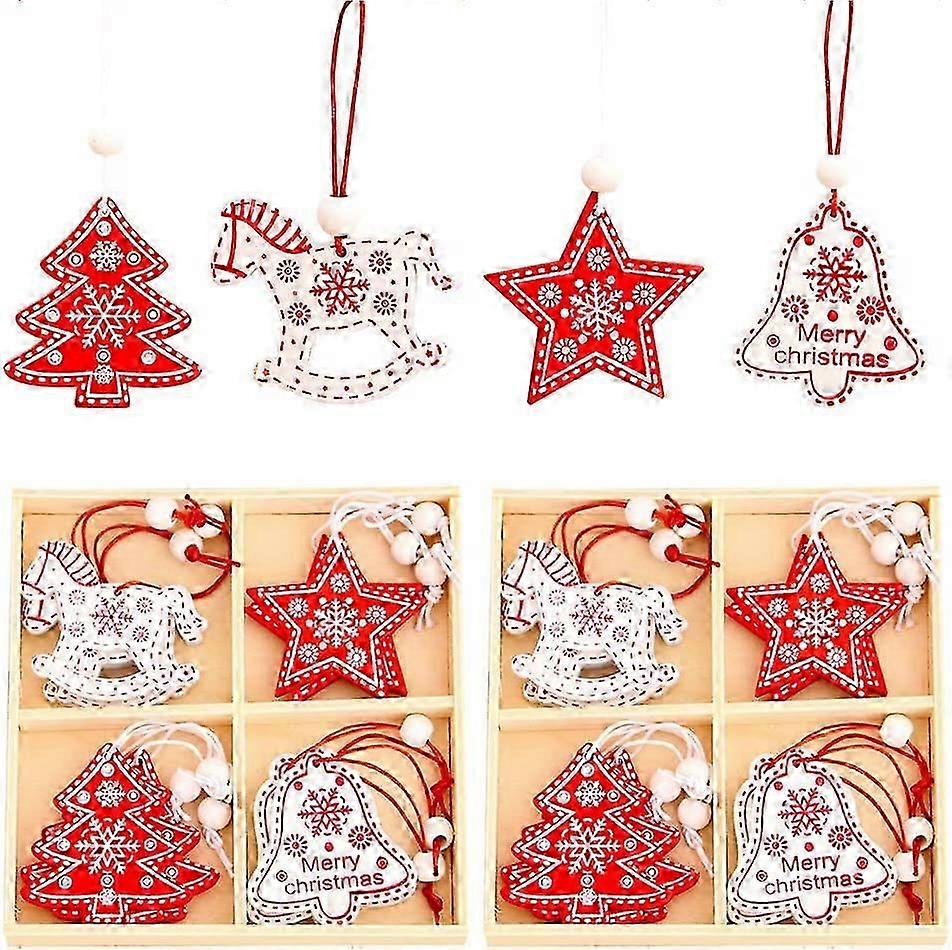 クリスマスツリーの飾り 24個木製のクリスマスペンダント クリスマスの飾り 木製のペンダント クリスマスツリー 木製のクリスマスツリーの飾り