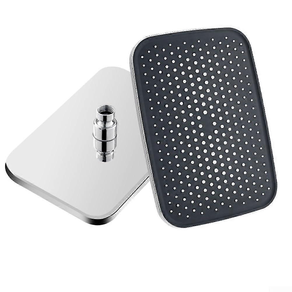 Ceiling Mount Rainfall Shower Head Rectangular 300x210mm 360Degree Rotation ABS Pressure G 1/2 Compatible Silver