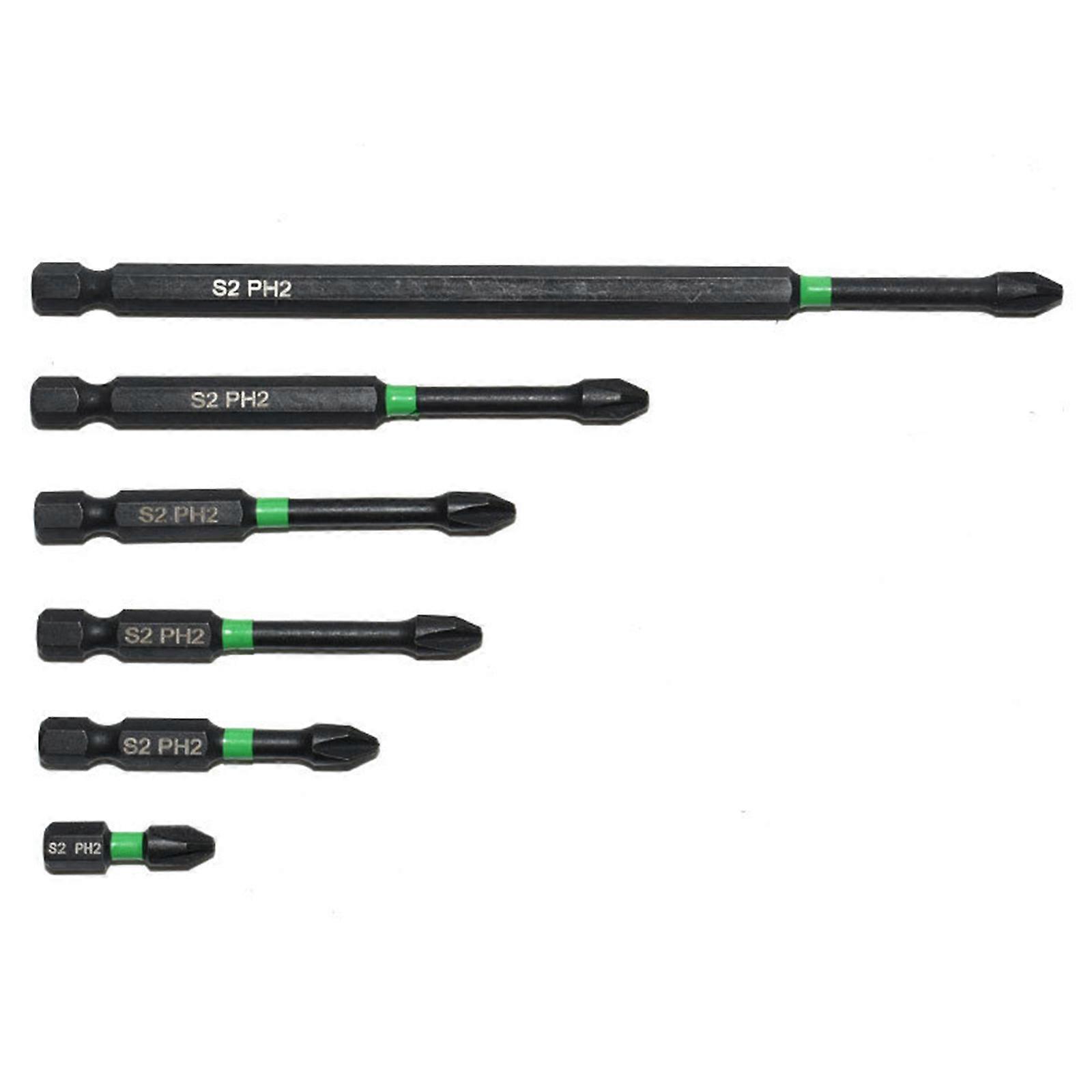 6Pieces/set 25/50/65/70/90/150mm Magnetic Cross Screwdriver Bit Electrician Power Tool High Hardness Screw Driver Bit Multicolor