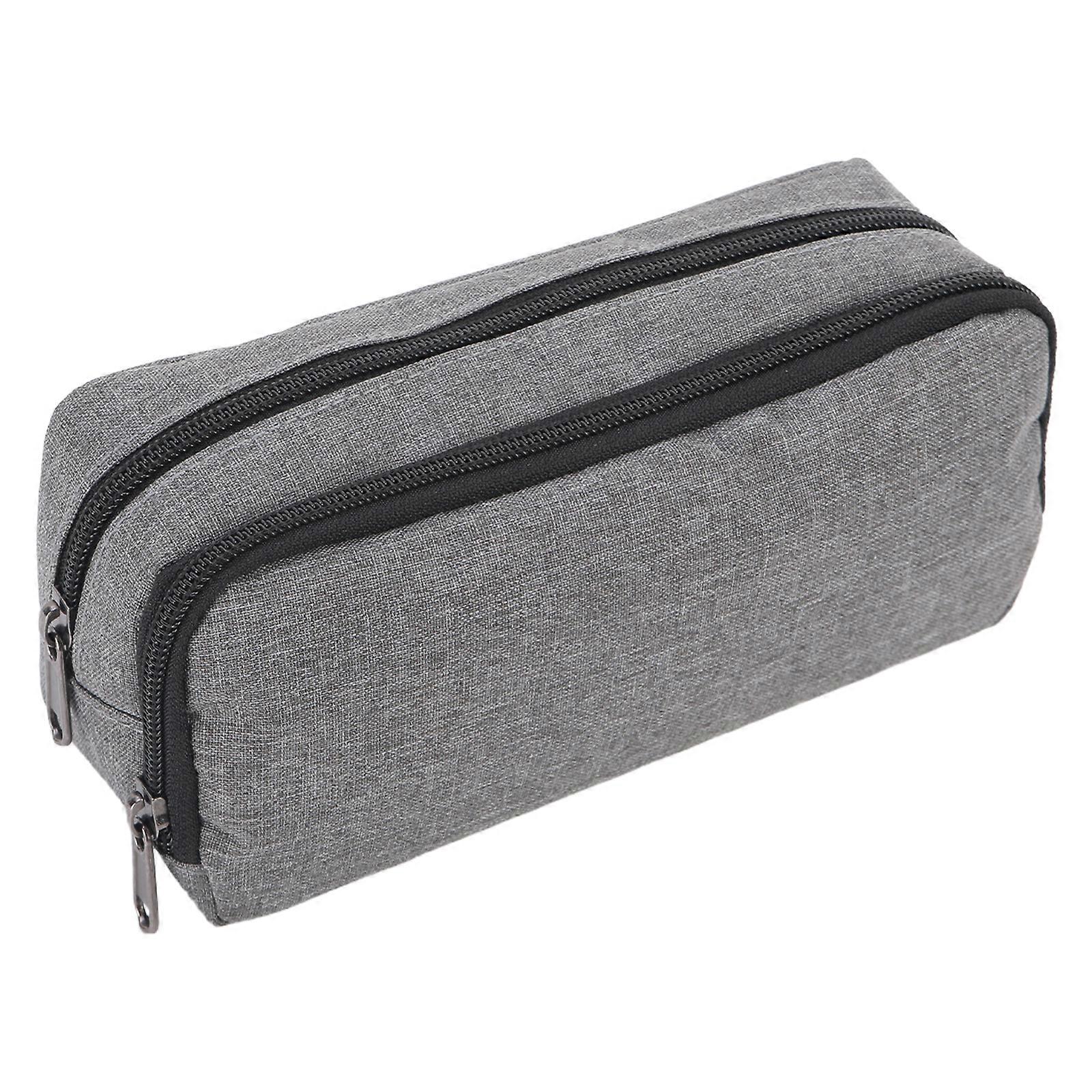 Students Pencil Storage Bag Reinforced Oxford Fabric Pencil Case With Segmented Pockets For Academic Use  grey