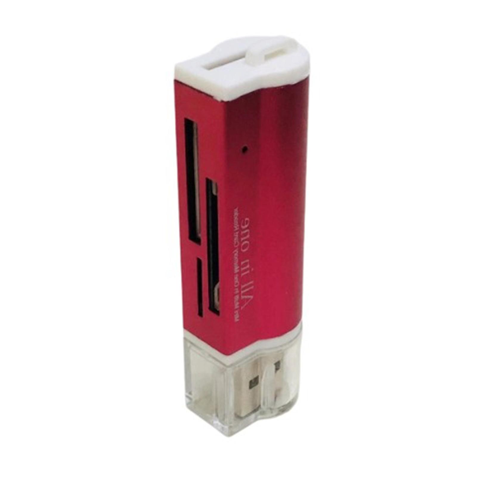 Portable All in1 USB Memory Card Reader For SDTF MicroSDHC MS Memory Sticks  Red