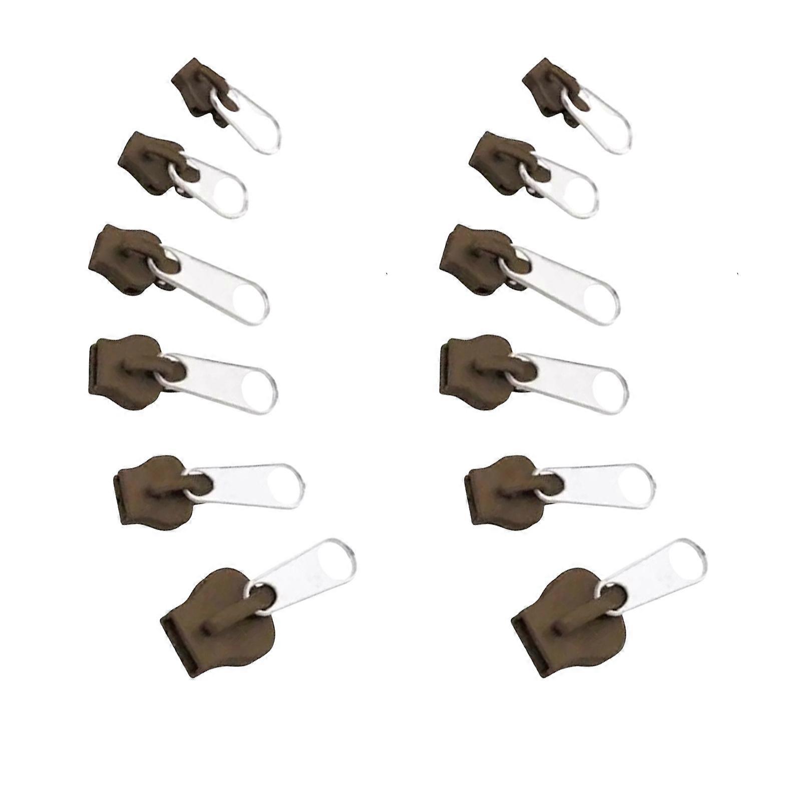 Pack Of 12 Zipper Slider Replacement Zipper Repair Part For Efficient Restorations Of Zip On Travel Gear And Clothes  coffee