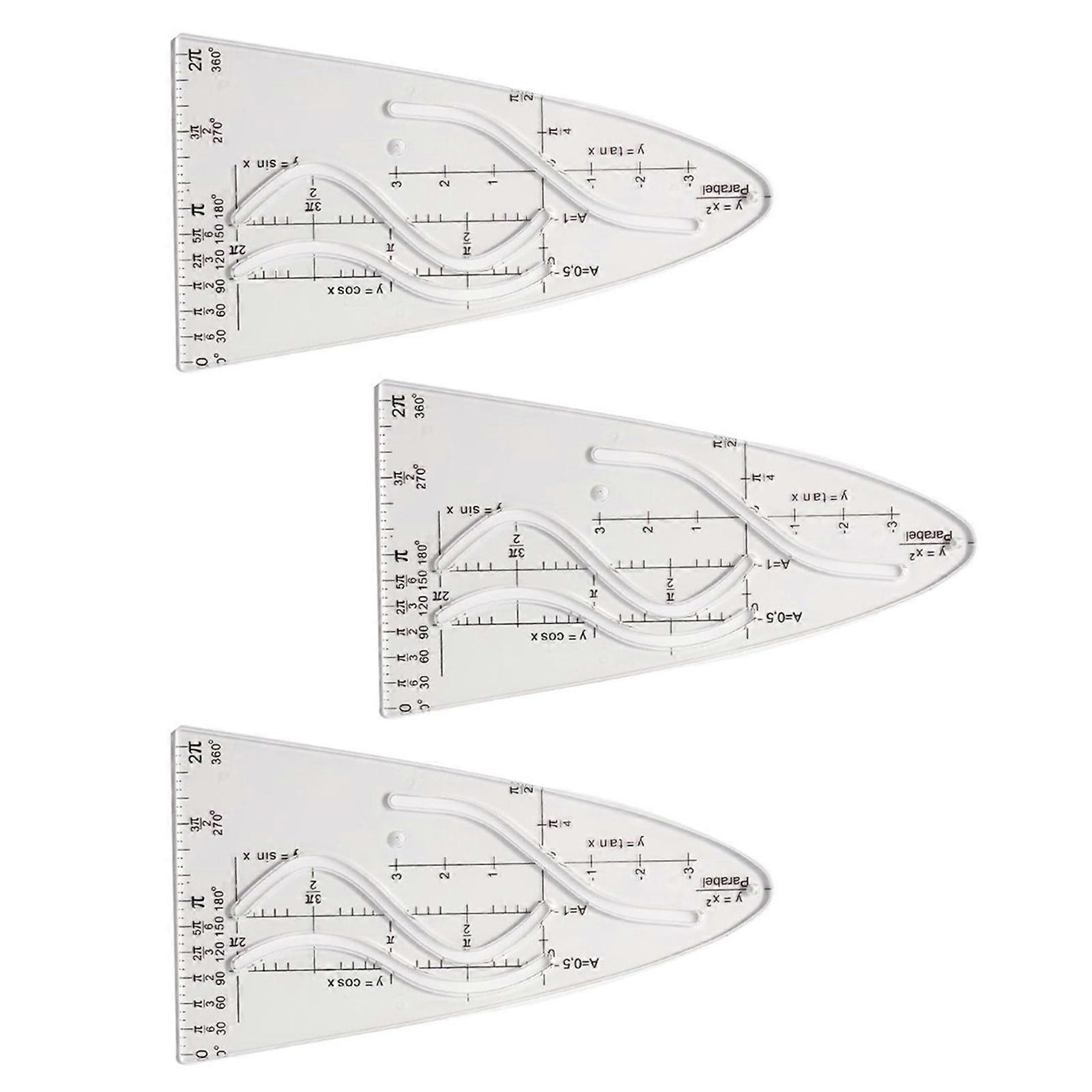 Math Parabolic Stencil Cosine Ruler For Precise Function Graphing Mathematical Analysis Geometry Tool Multicolor