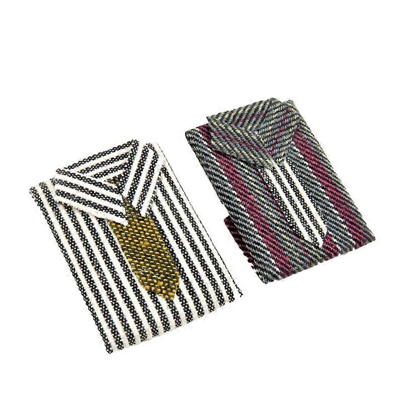 دمى البيت 2 قمصان رجالية مطوية مع ربطة عنق 1:12 غرفة نوم متجر ملحق