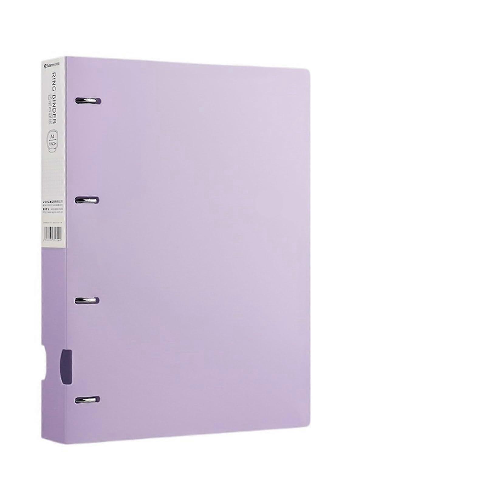 A4 Document Ring Binder Waterproof 4 Hole File Folder Display Book for Office School Supplies Purple