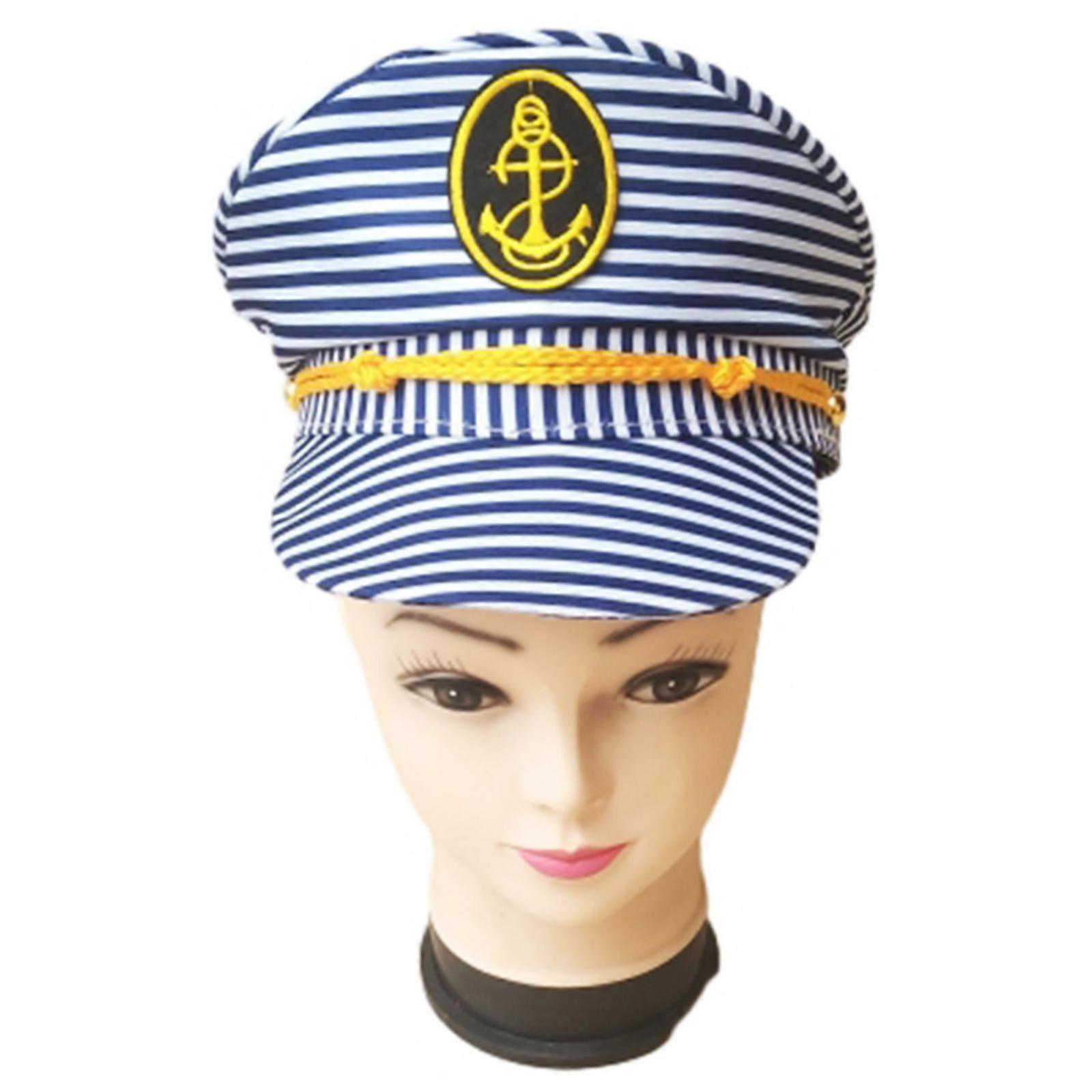 כובע מלח פסים למשחק תפקידים נשים גבר כובע מסיבה כובע ימי עם תגים הופעות במה תלבושות כיסוי ראש CK 2