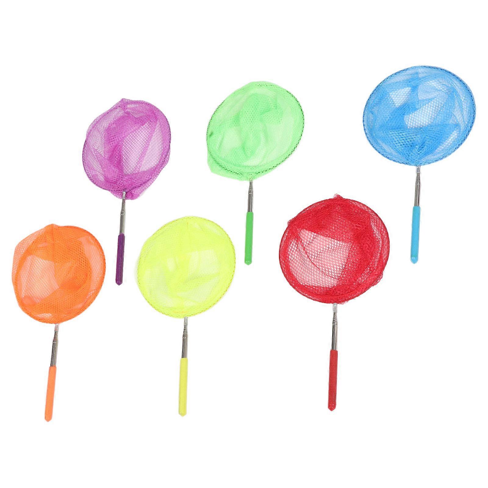 Fishing Net Toy Extendable for Insect Catching 6 Pieces Colored Telescopic Nets