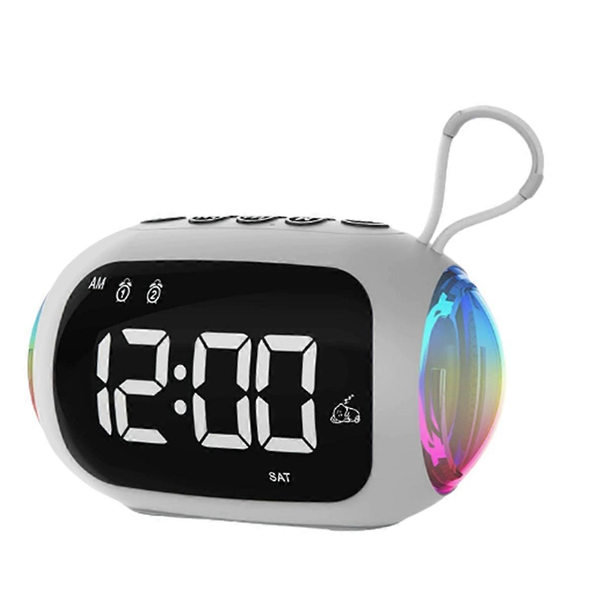 Alarm Clock FM Radio Bluetooth Speakers Colorful Light Subwoofer,B