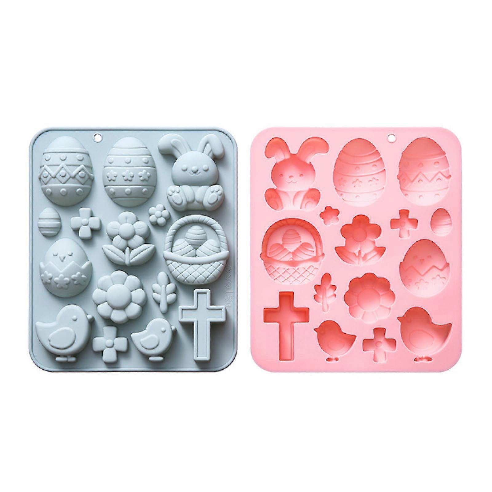 Easter Silicone Cake Molds Set of 2 with Bunny and Egg Shapes for Chocolate and Candy Making