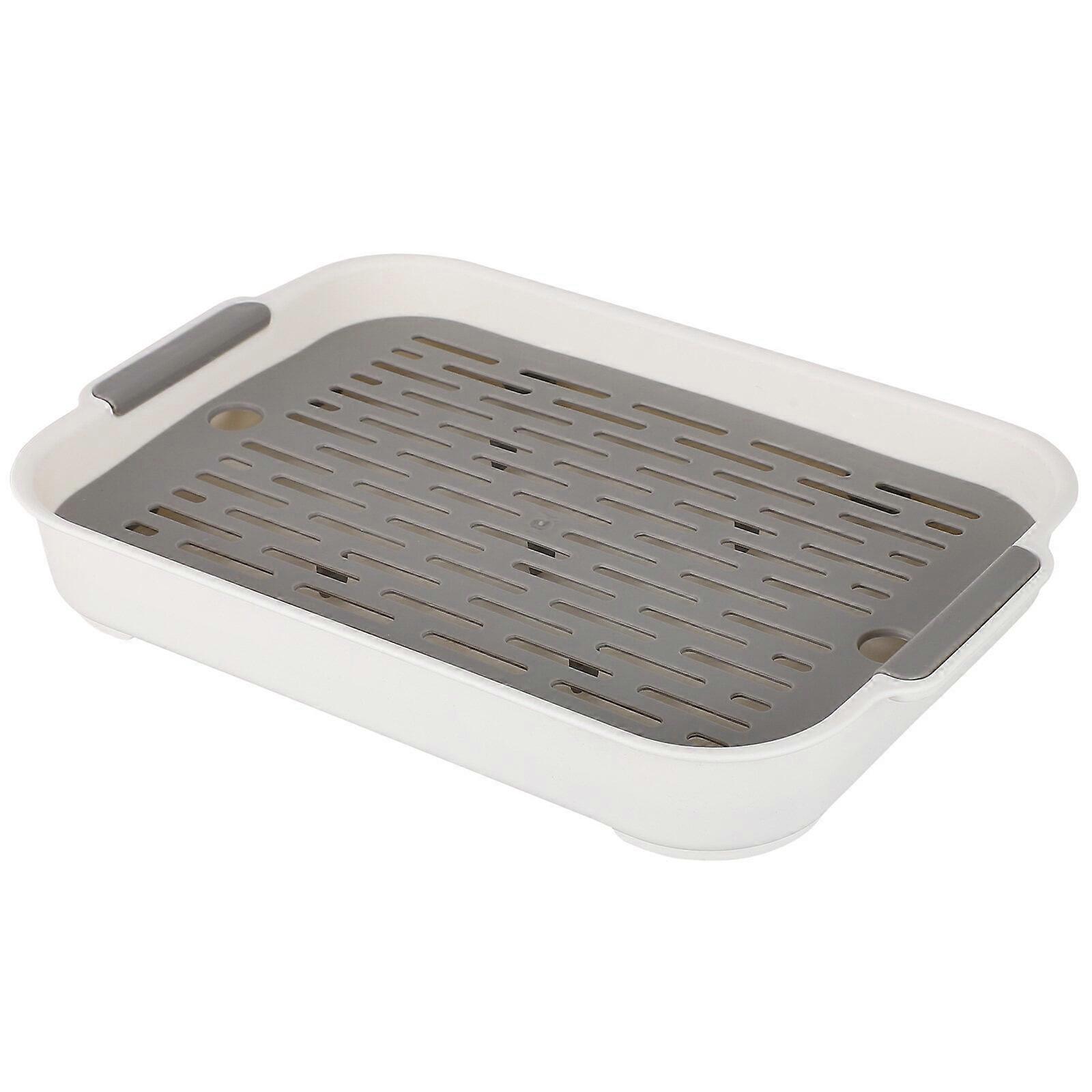 Double Layer Dish Drain Board w/ Water Storage Drying Pad for Kitchen 80 110 Characters