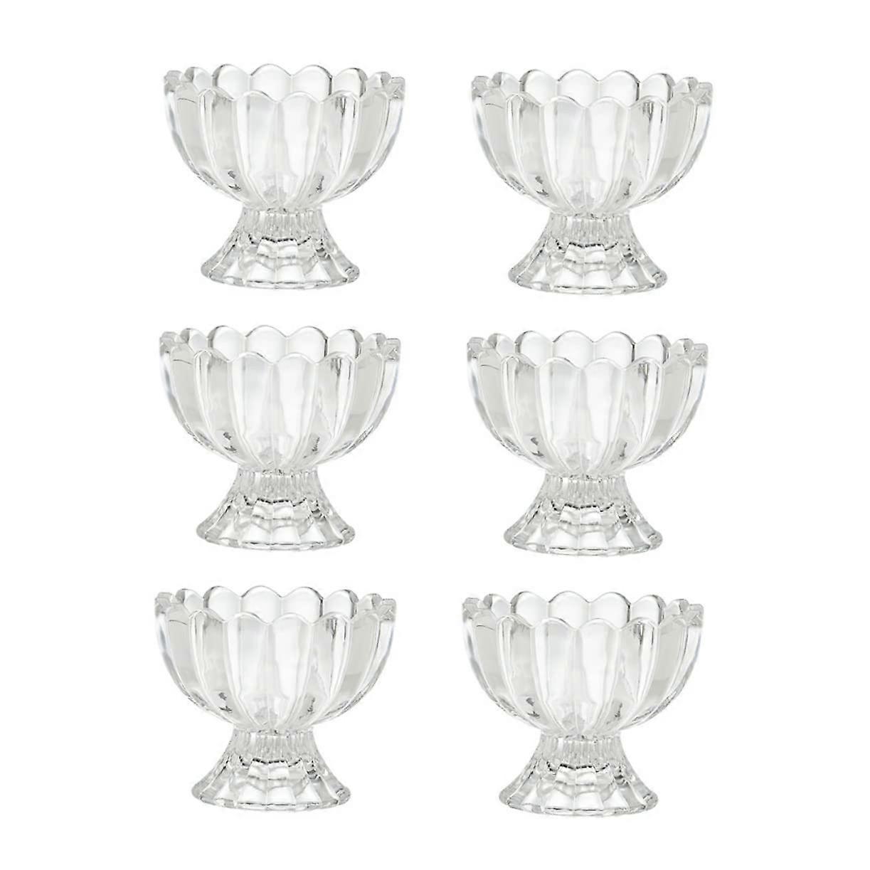 Glass Dessert Cups Set of 6 Transparent Ice Cream Bowls Pudding Containers Fruit Serving Reusable
