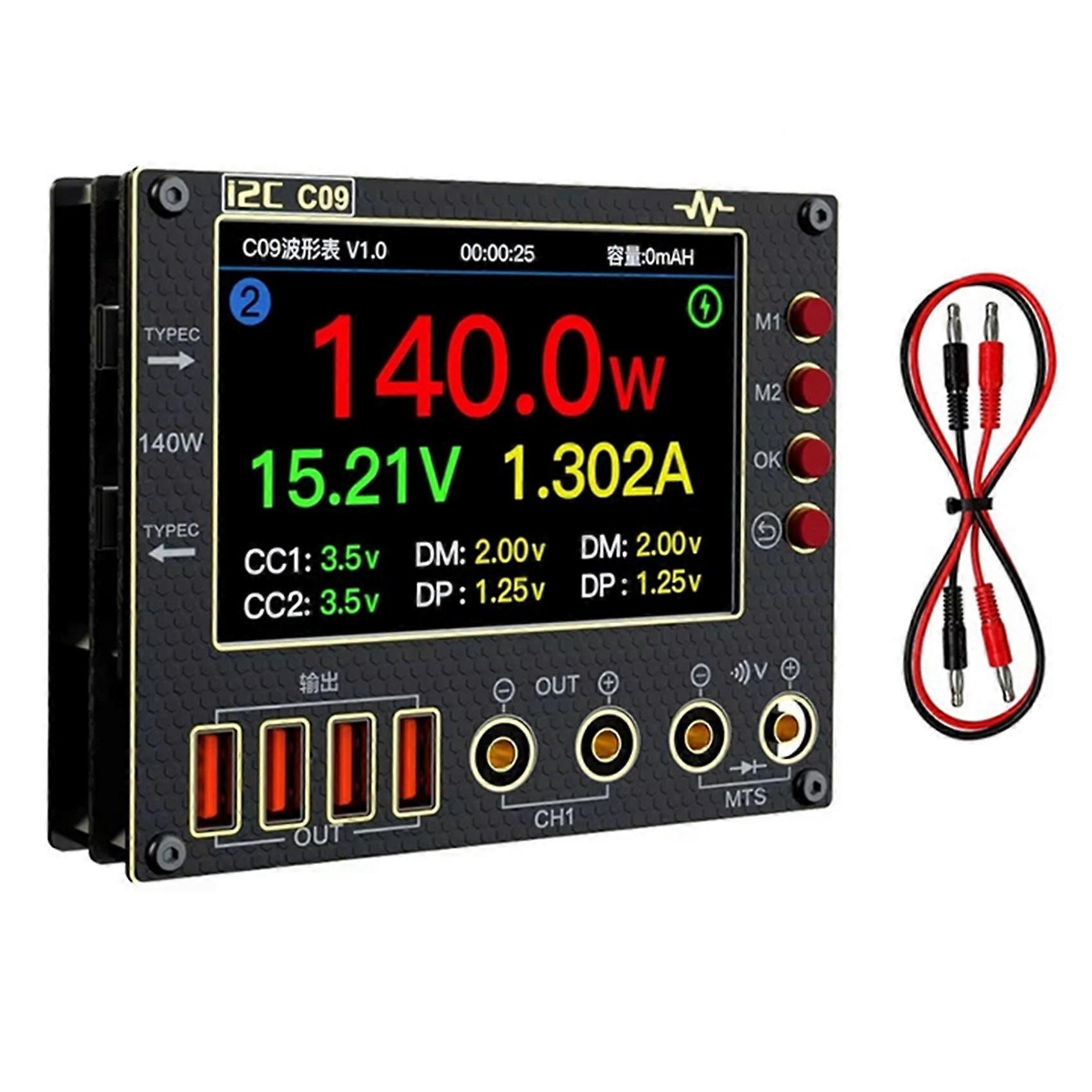  C09 Waveform Ammeter 0-40V Input Dual Channel Voltage Current Tester 4 Inch Fast Diode Scaning Measurement Tester A