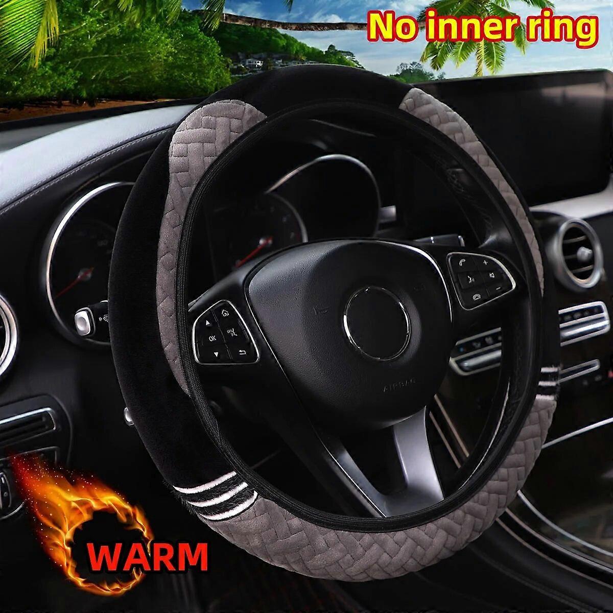 Capa de volante Hand Warm Plcomh com estampa de urso e gato, sem aro interno, acessórios automotivos, 14,5-15 polegadas