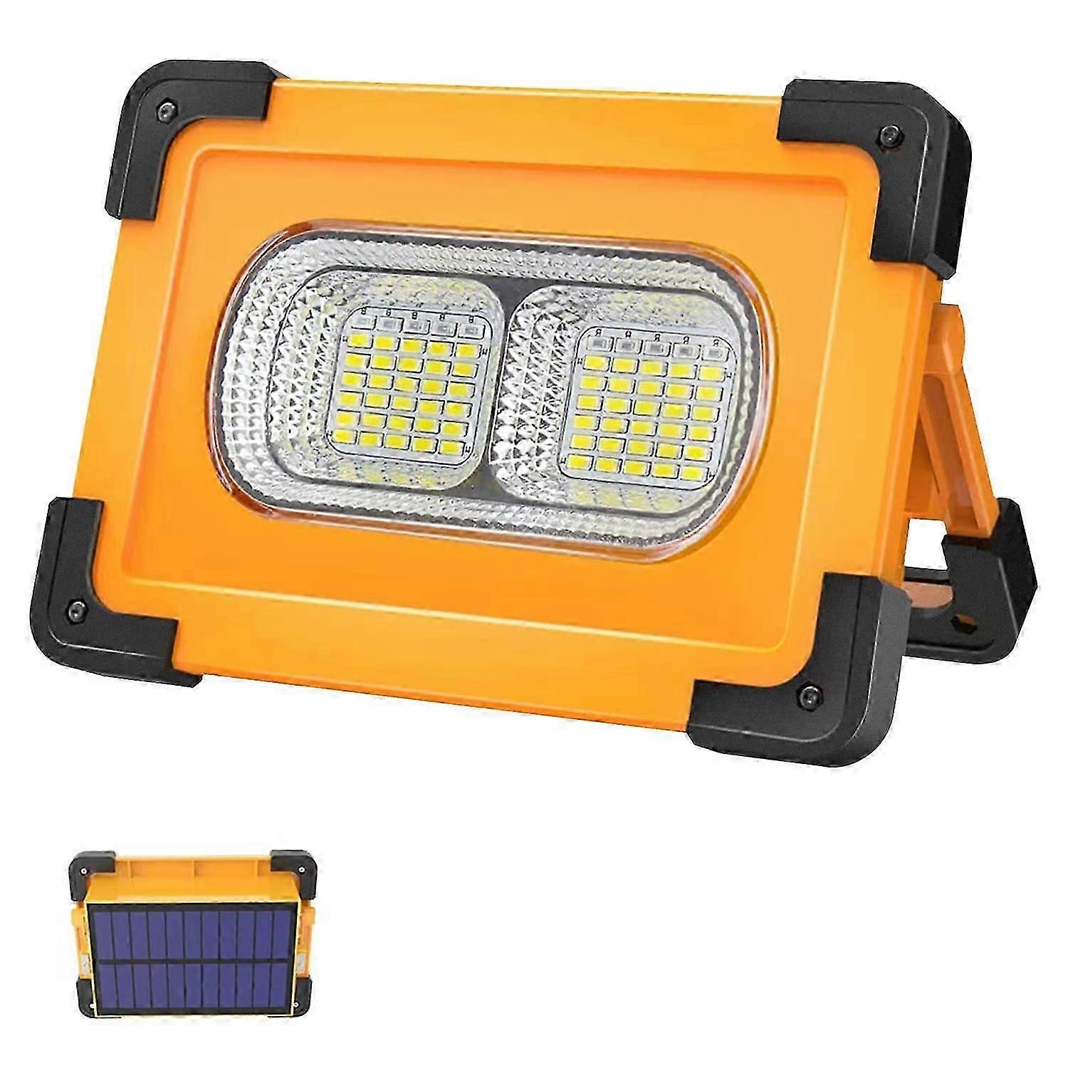 80W Rechargeable LED Floodlight 4 Modes Super Bright Work Light Portable LED Spotlight with Solar Pannea Work Light