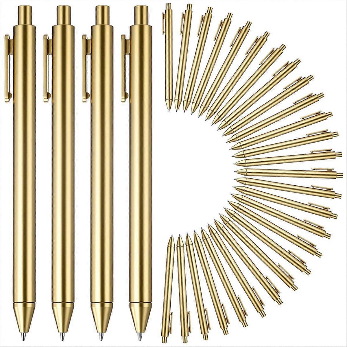 30 Pcs Gold Ballpoint Pens Bulk Retractable Black Ink Medium Point