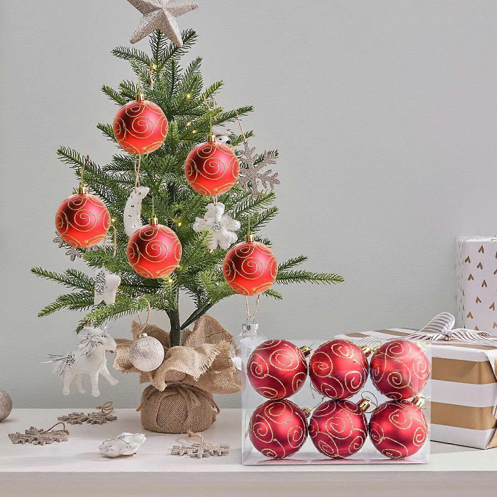 Lot de 6 boules de Noël incassables de 8 cm, compatibles avec les décorations de Noël pour sapin, fêtes, mariages et décoration intérieure.