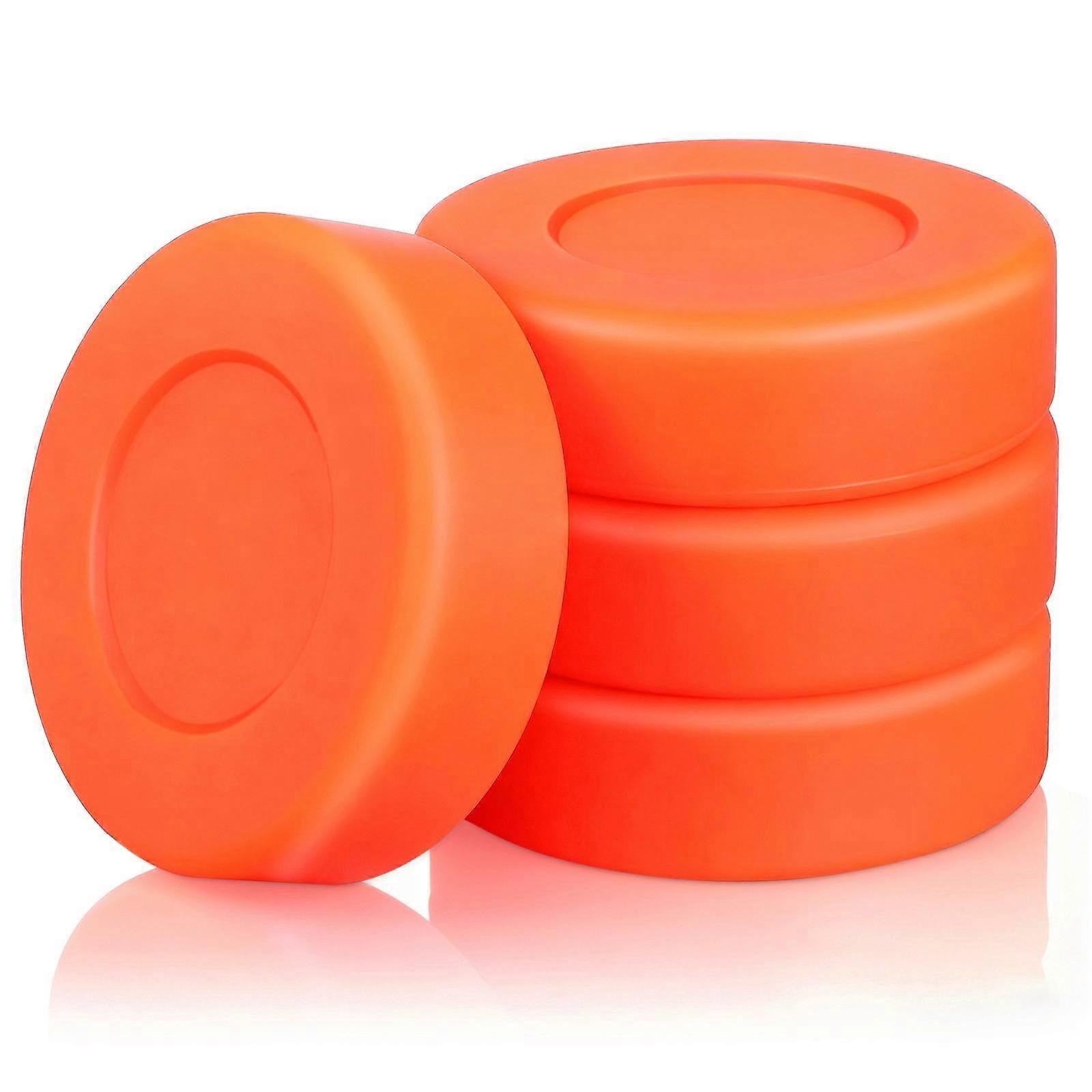 Orange Hockey Puck for Training and Playing Perfect for Practice Games with Low Friction 4 pucks