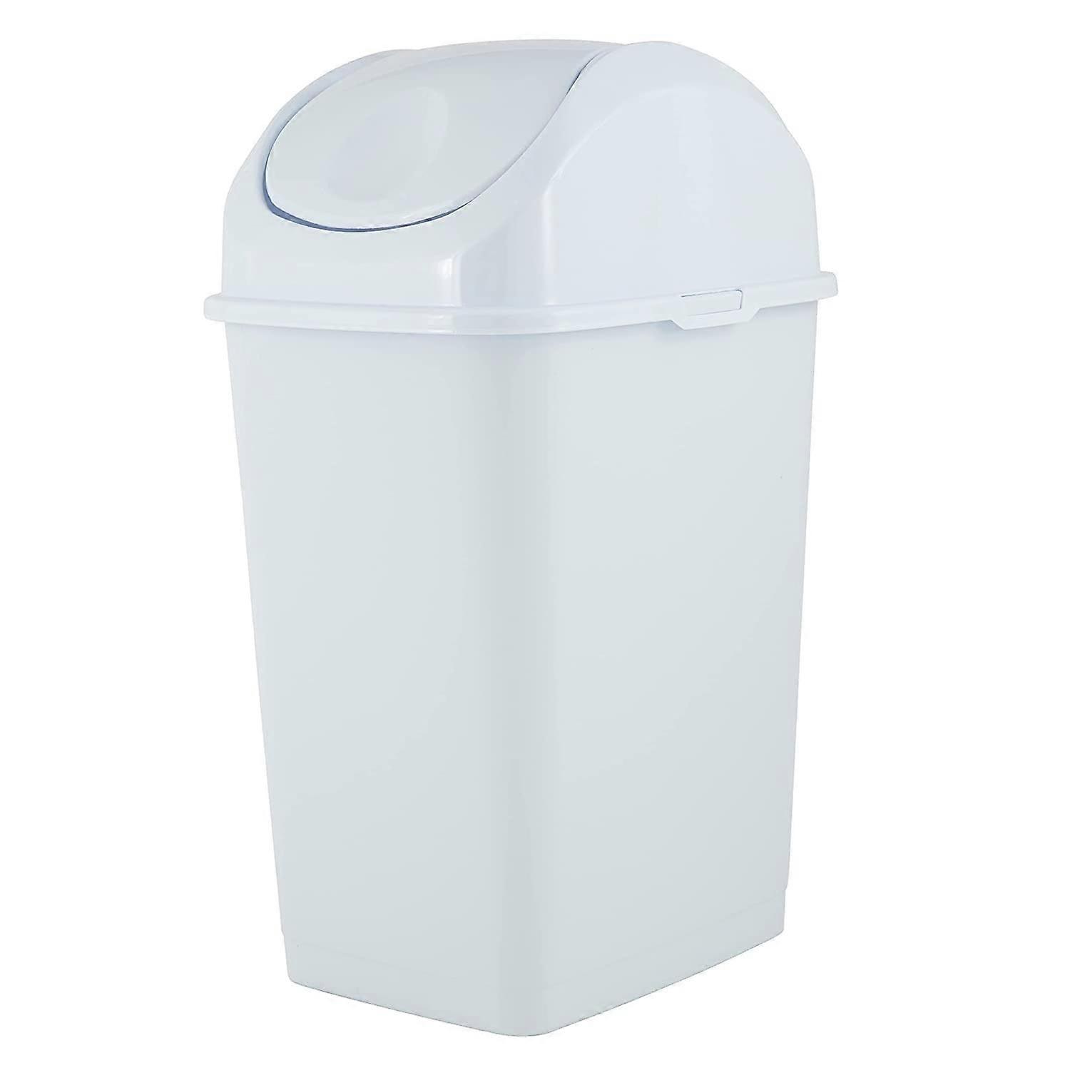 Mini Trash Can with Swing Lid, 5L Small Garbage Bin for Desk, Bathroom, Countertop, White 1 Pack