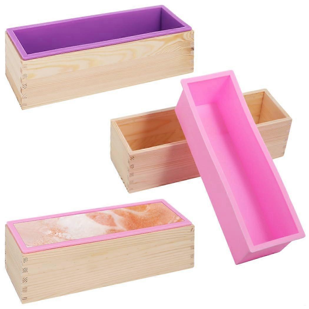 42 Oz Wooden Box Silicone Soap Mold, Rectangular Loaf Soap Making Mold with Easy Release