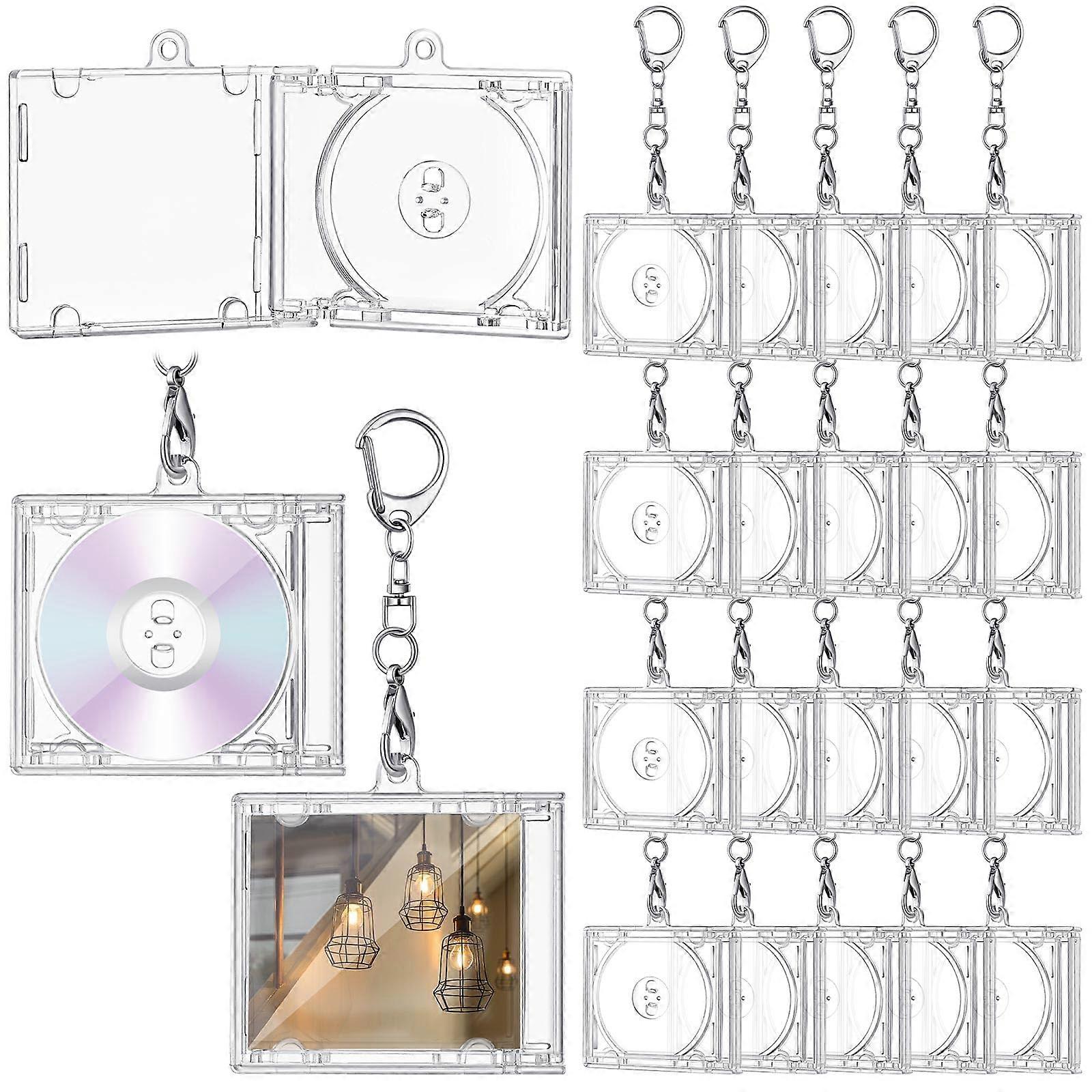 20 Pcs Mini CD Keychain Case with Disc Scratch Protection and Transparent Design for DIY
