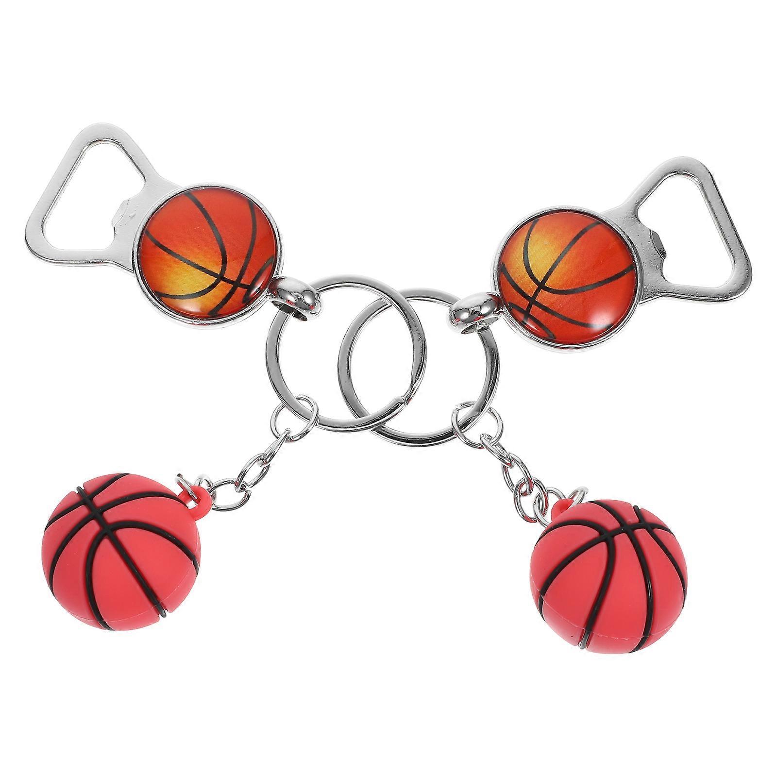 Basketball Bottle Opener Keychain for Daily Use 2Pcs Zinc Alloy