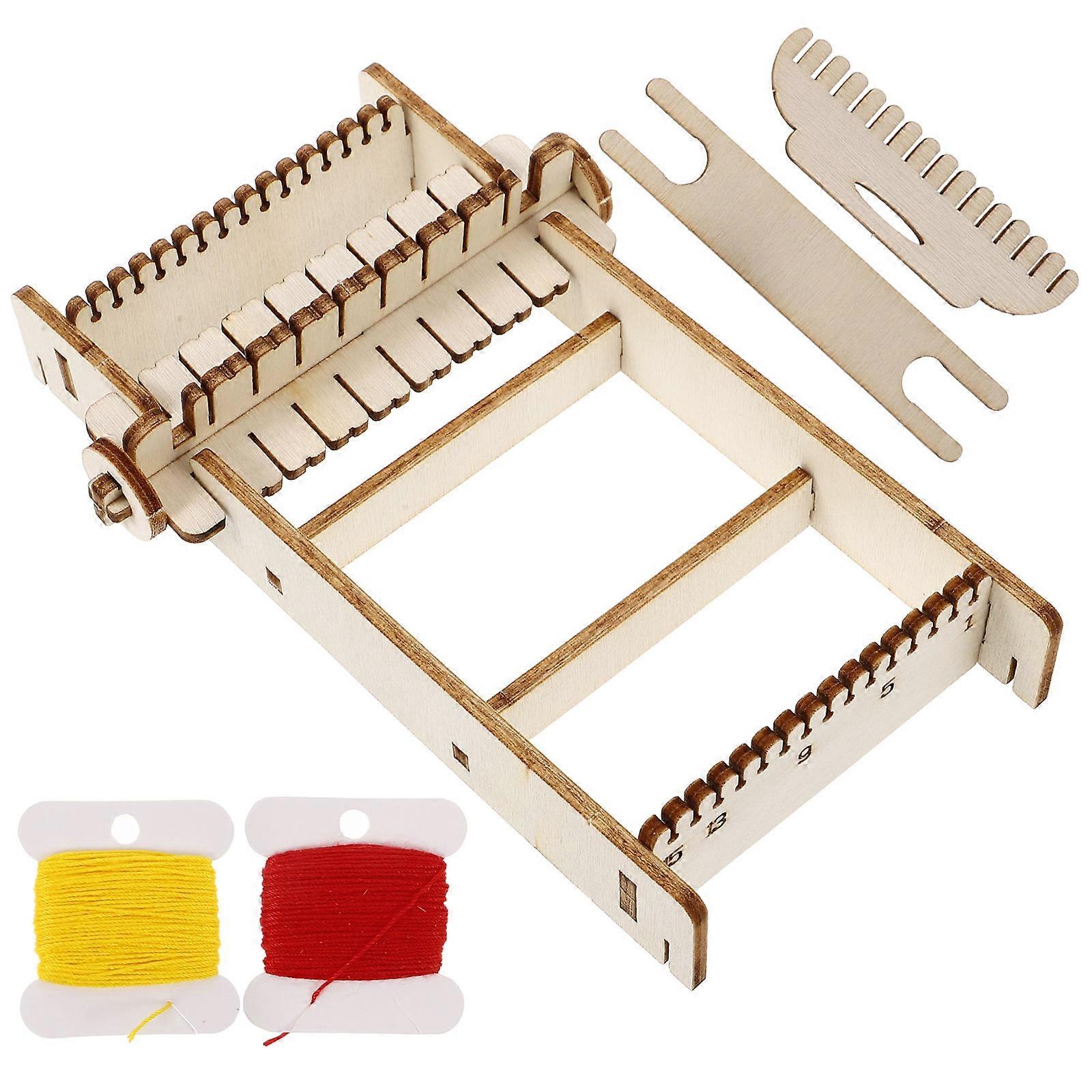 DIY Beige Wooden Weaving Loom 1Set Handcraft Knitting Machine for Home