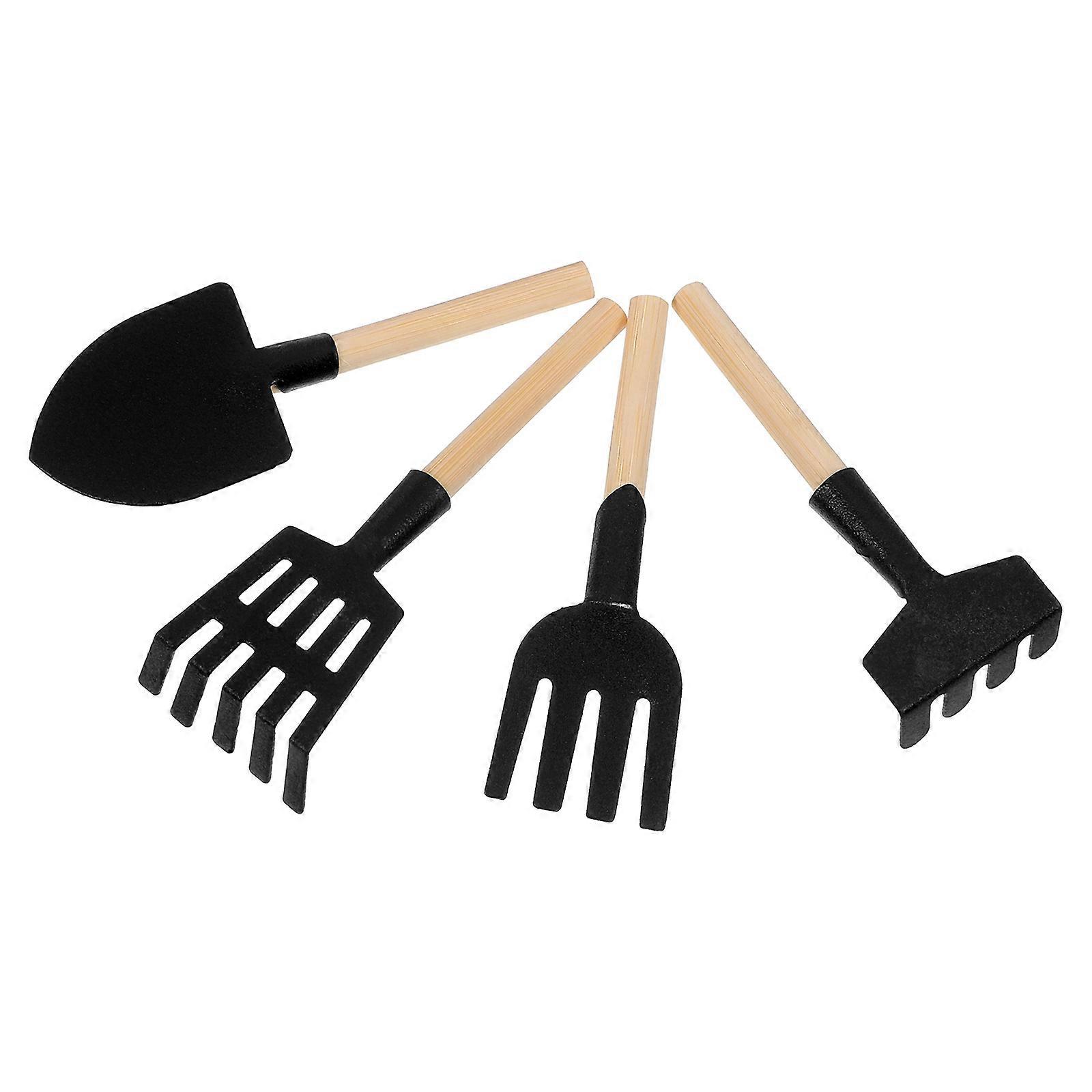 Miniature Gardening Tools Miniature Rake and Set for Decor 4Pcs
