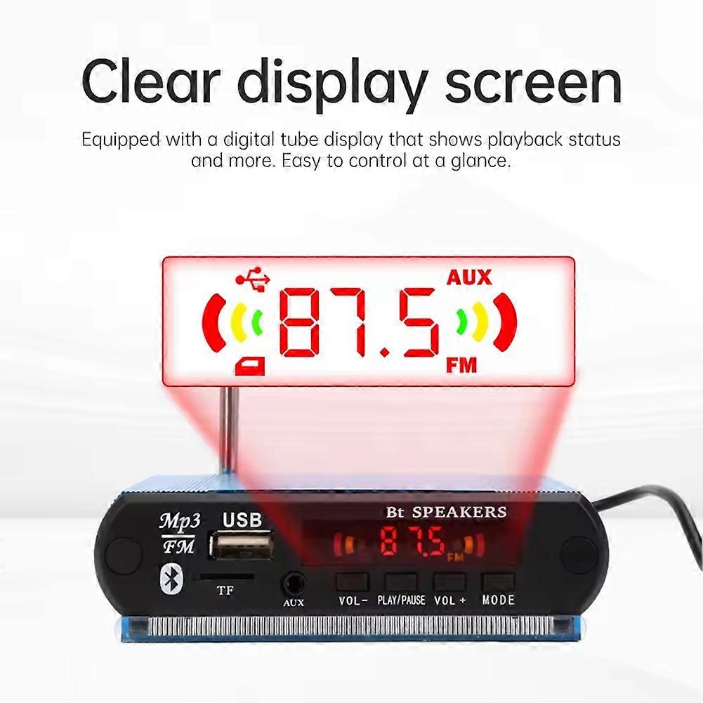 DC12V MP3 Decoder Board MP3 Player Wireless Bluetooth Car Audio Decoder with Recording Function Support FM/MMC,Otc Blue