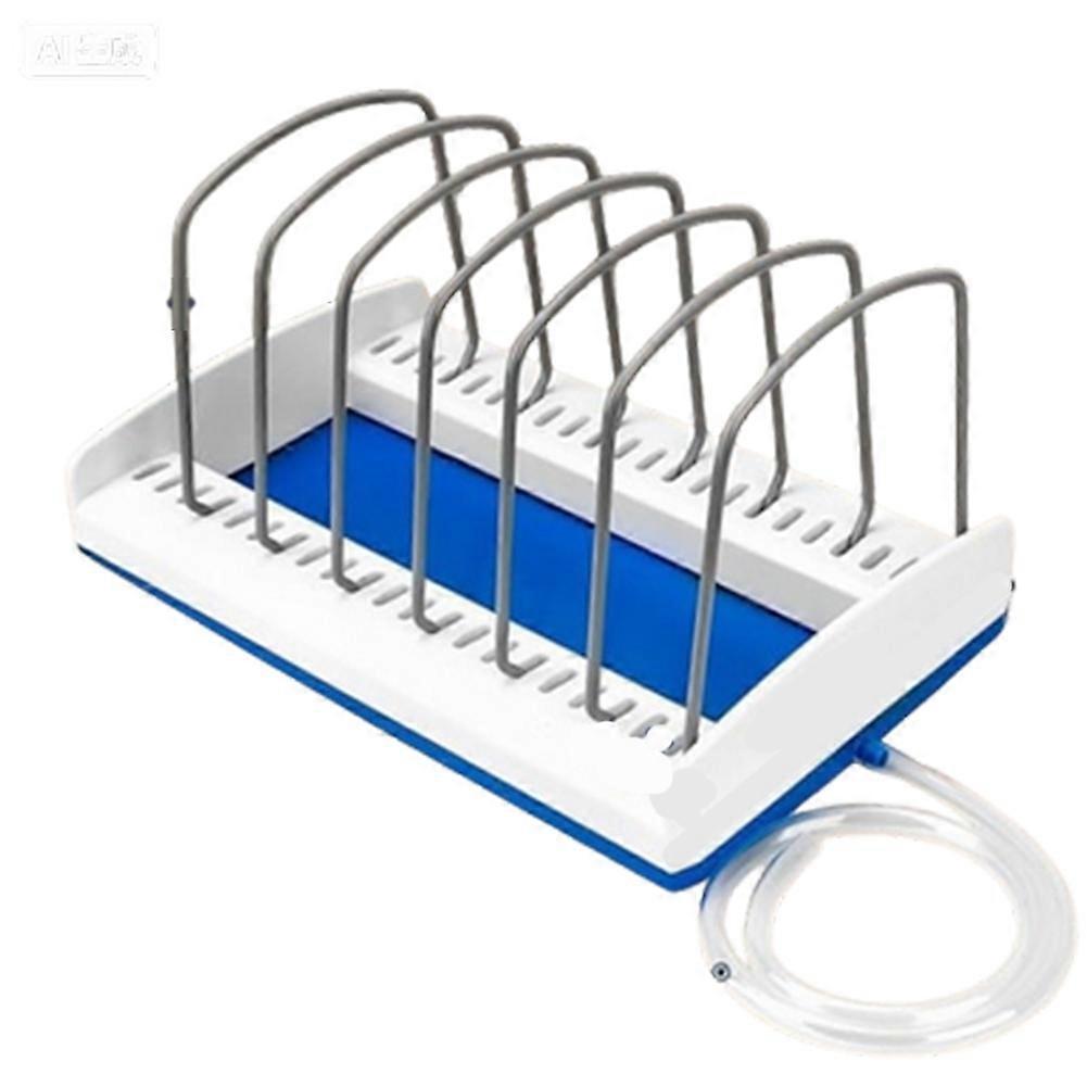 Small Dish Drying Rack for RV Kitchen Counter, Plate Lid Organizer for Keep Kitchen Tidy and Save Space with Hose Drain